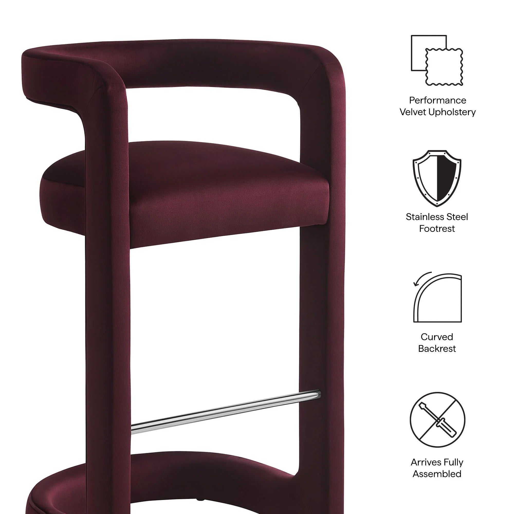 Winslow Performance Velvet Bar Stool Set of 2