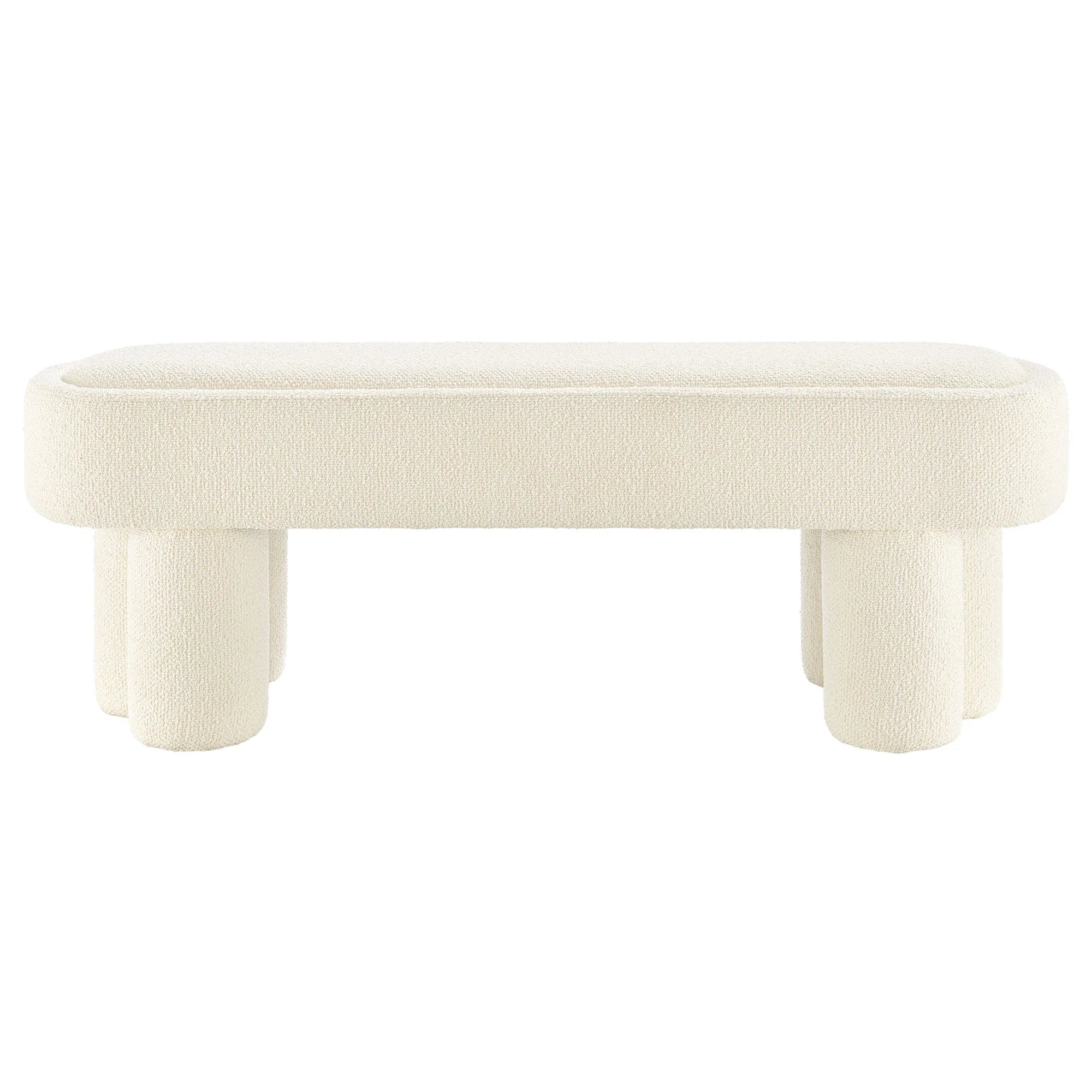 Mossi 52-Inch Oval Boucle Fabric Bench