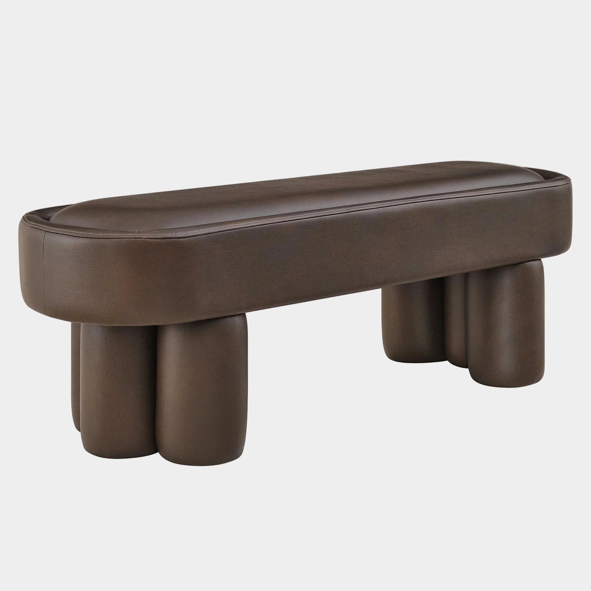 Mossi 52-Inch Oval Vegan Leather Bench