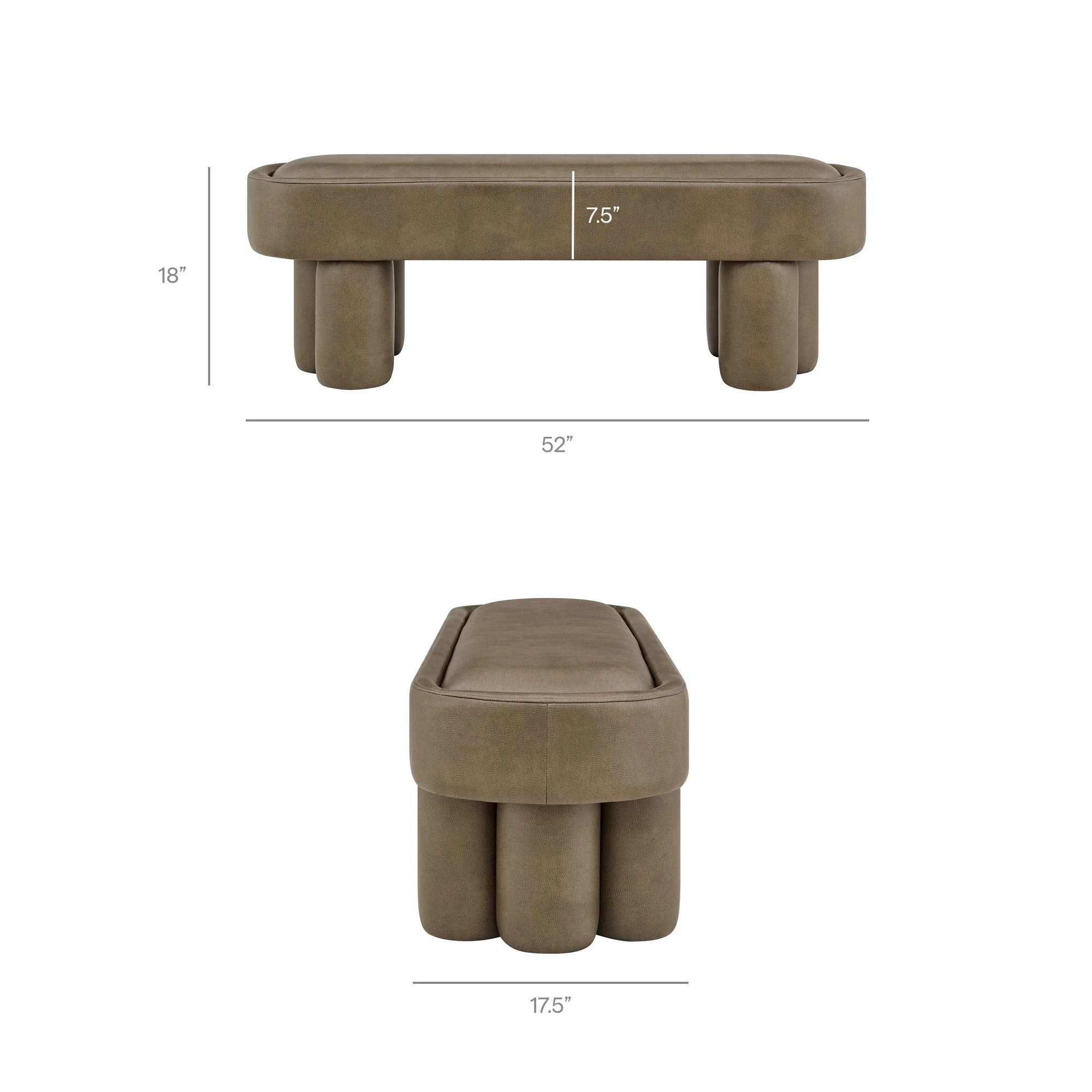 Mossi 52-Inch Oval Vegan Leather Bench