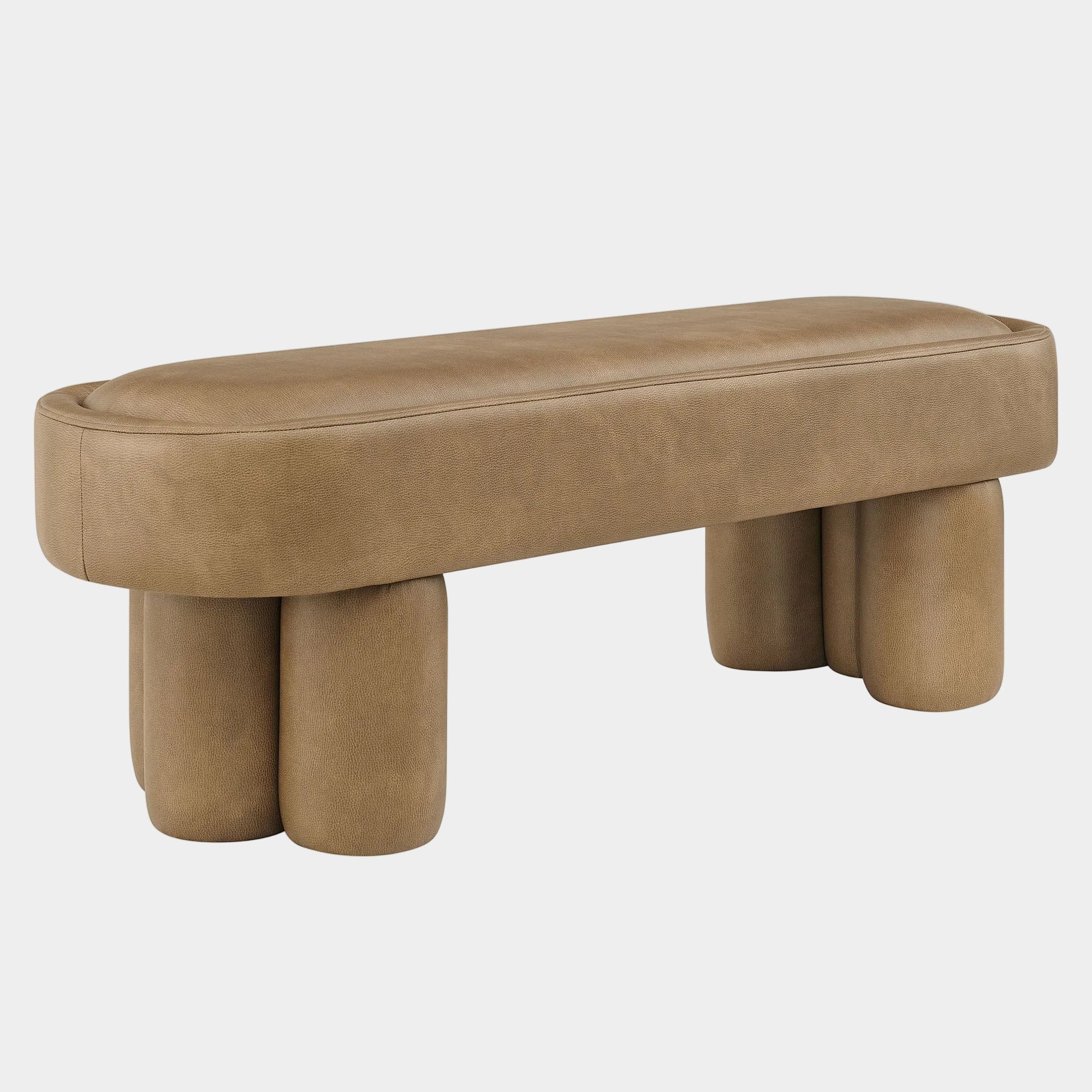 Mossi 52-Inch Oval Vegan Leather Bench