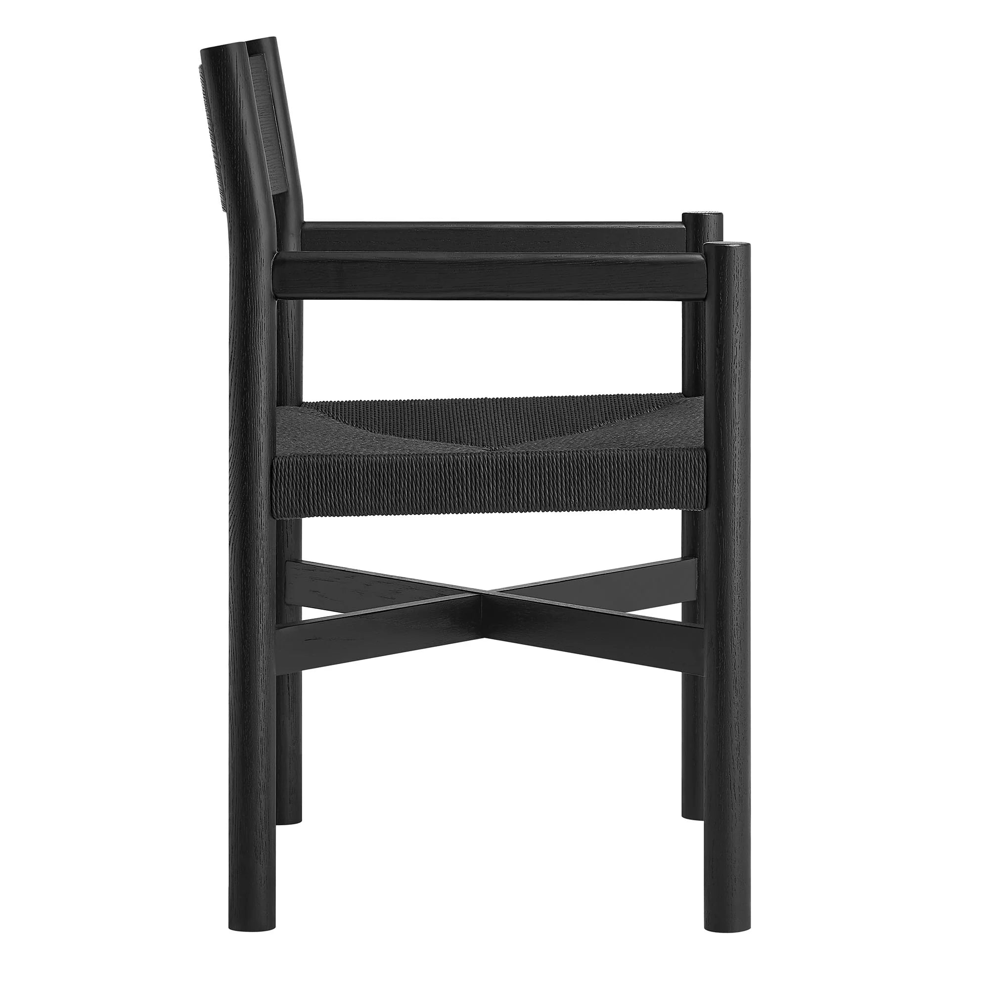 Alvia Wood Dining Armchairs With Woven Seats Set of 2