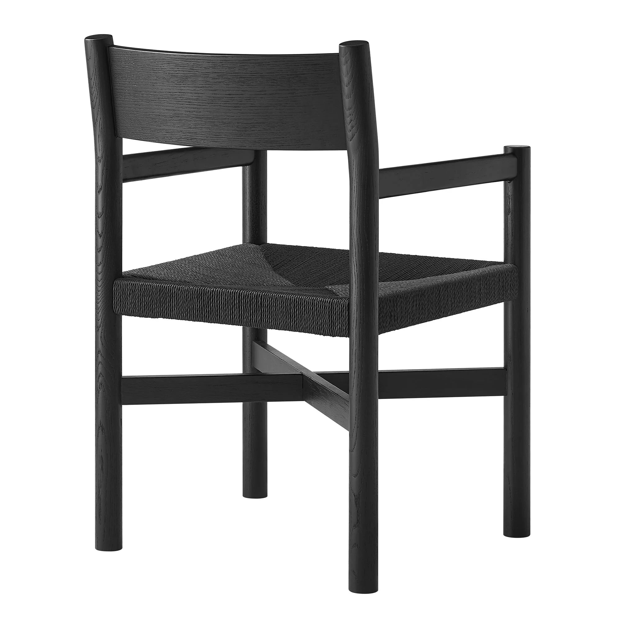 Alvia Wood Dining Armchairs With Woven Seats Set of 2