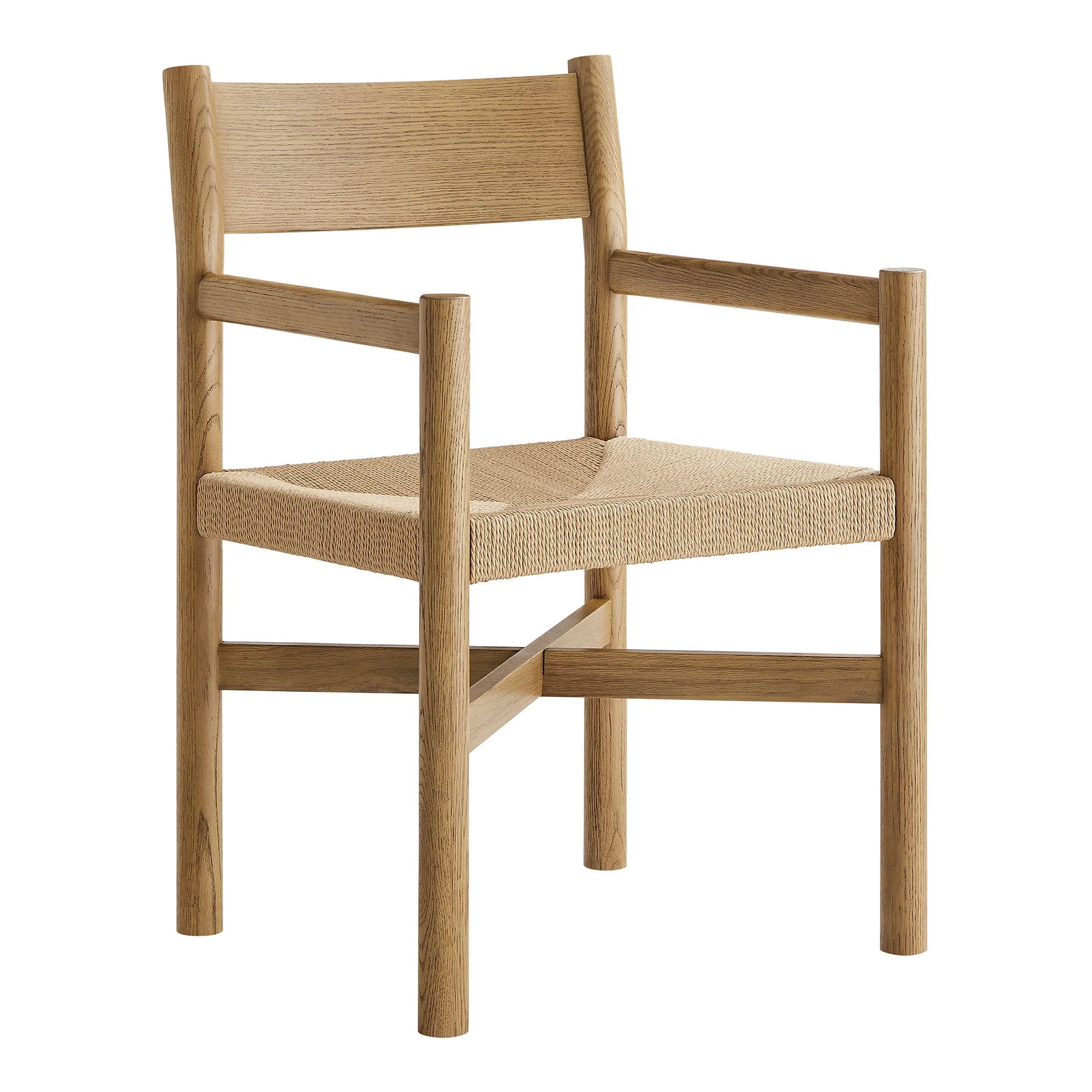 Alvia Wood Dining Armchairs With Woven Seats Set of 2