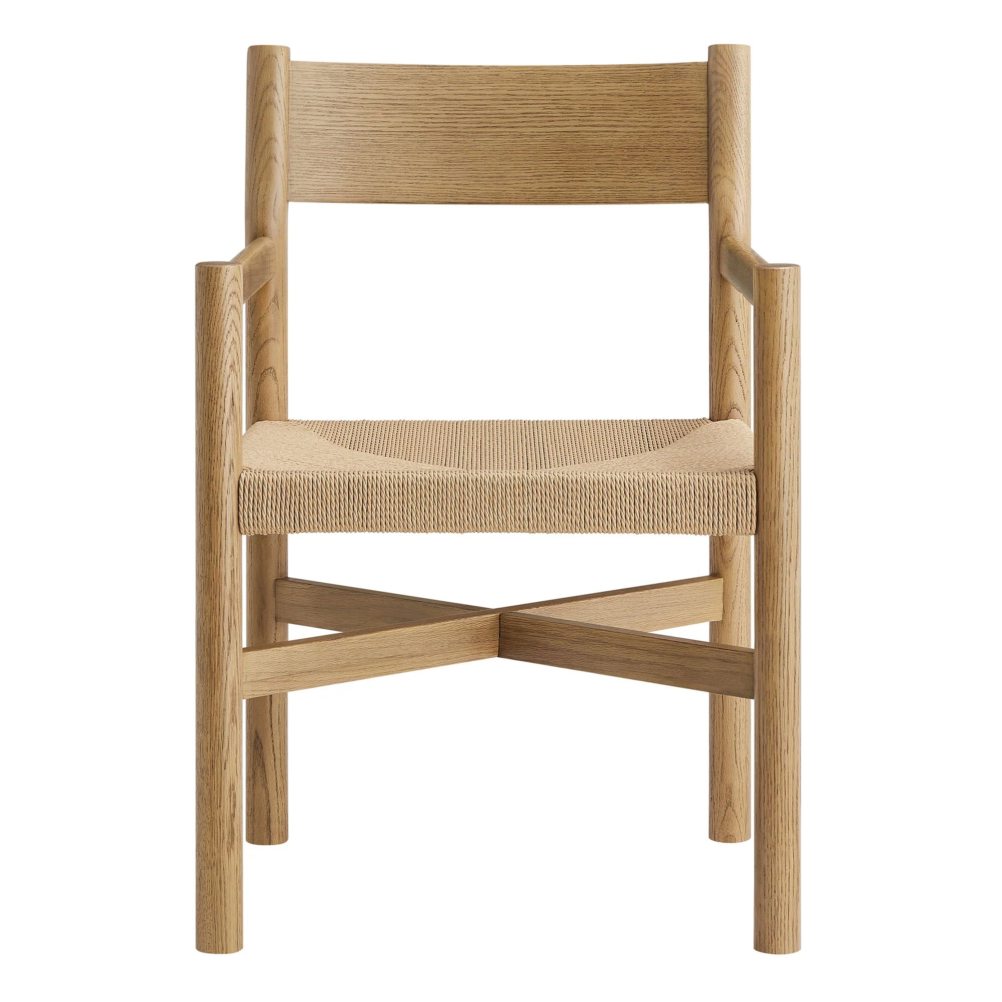 Alvia Wood Dining Armchairs With Woven Seats Set of 2