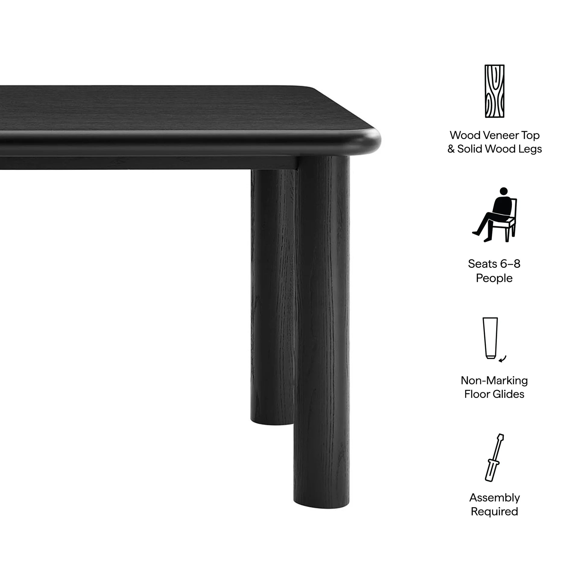 Alvia 72" Rectangular Oak Wood Dining Table
