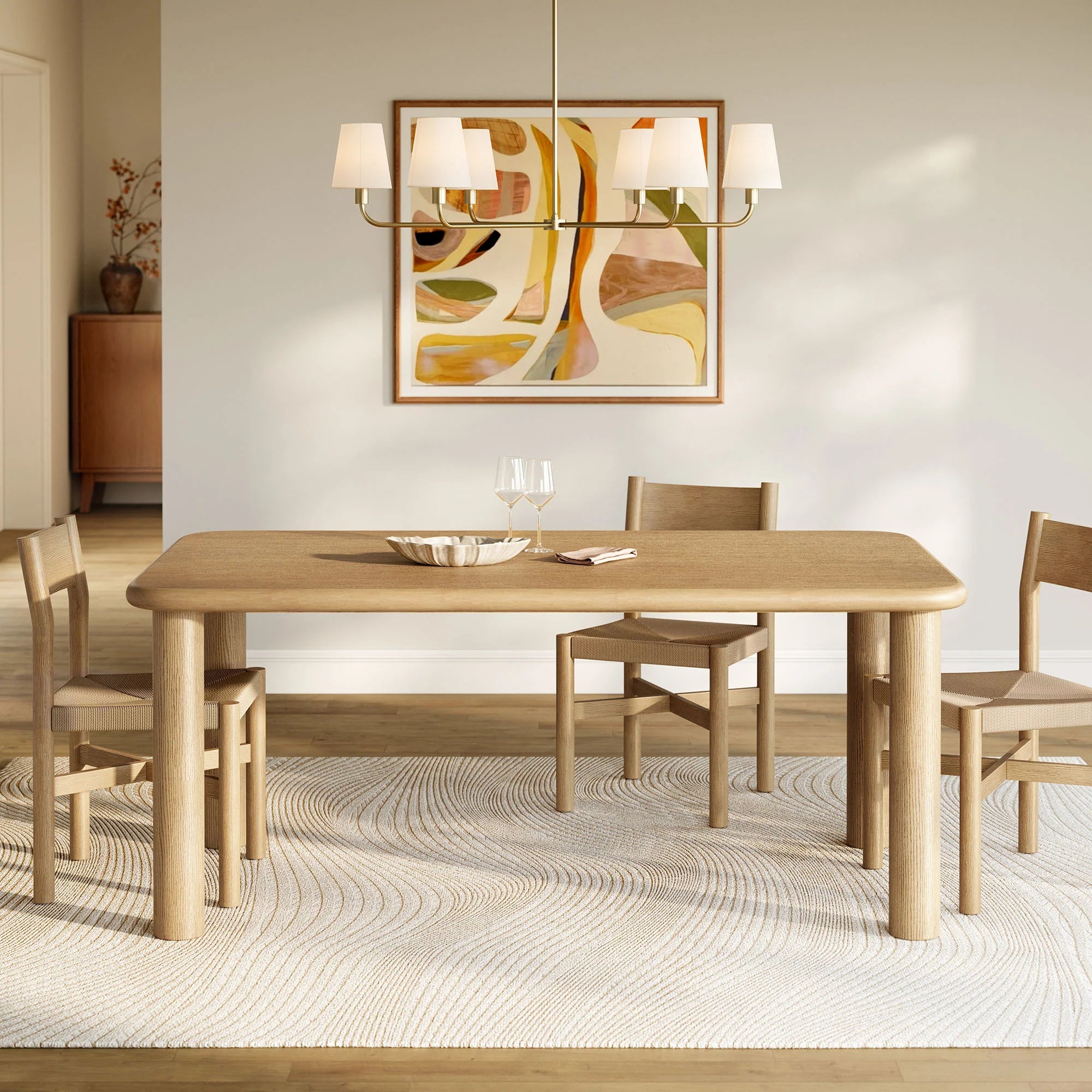 Alvia 72" Rectangular Oak Wood Dining Table
