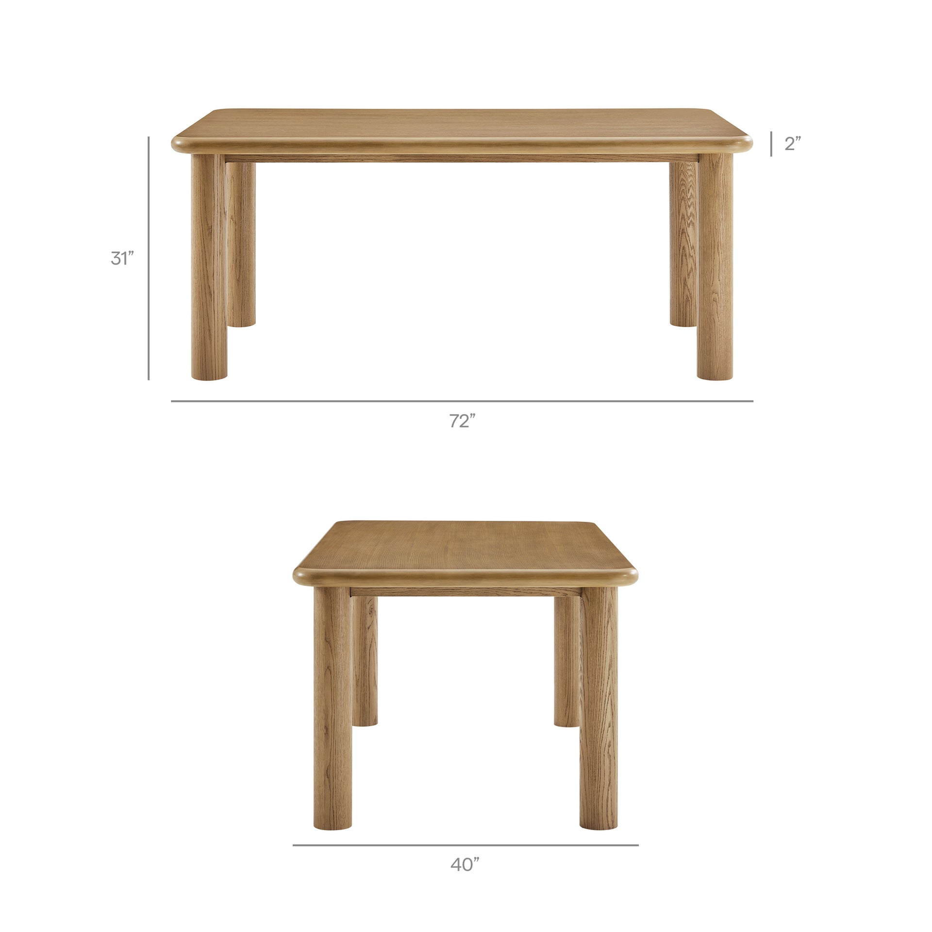 Alvia 72" Rectangular Oak Wood Dining Table