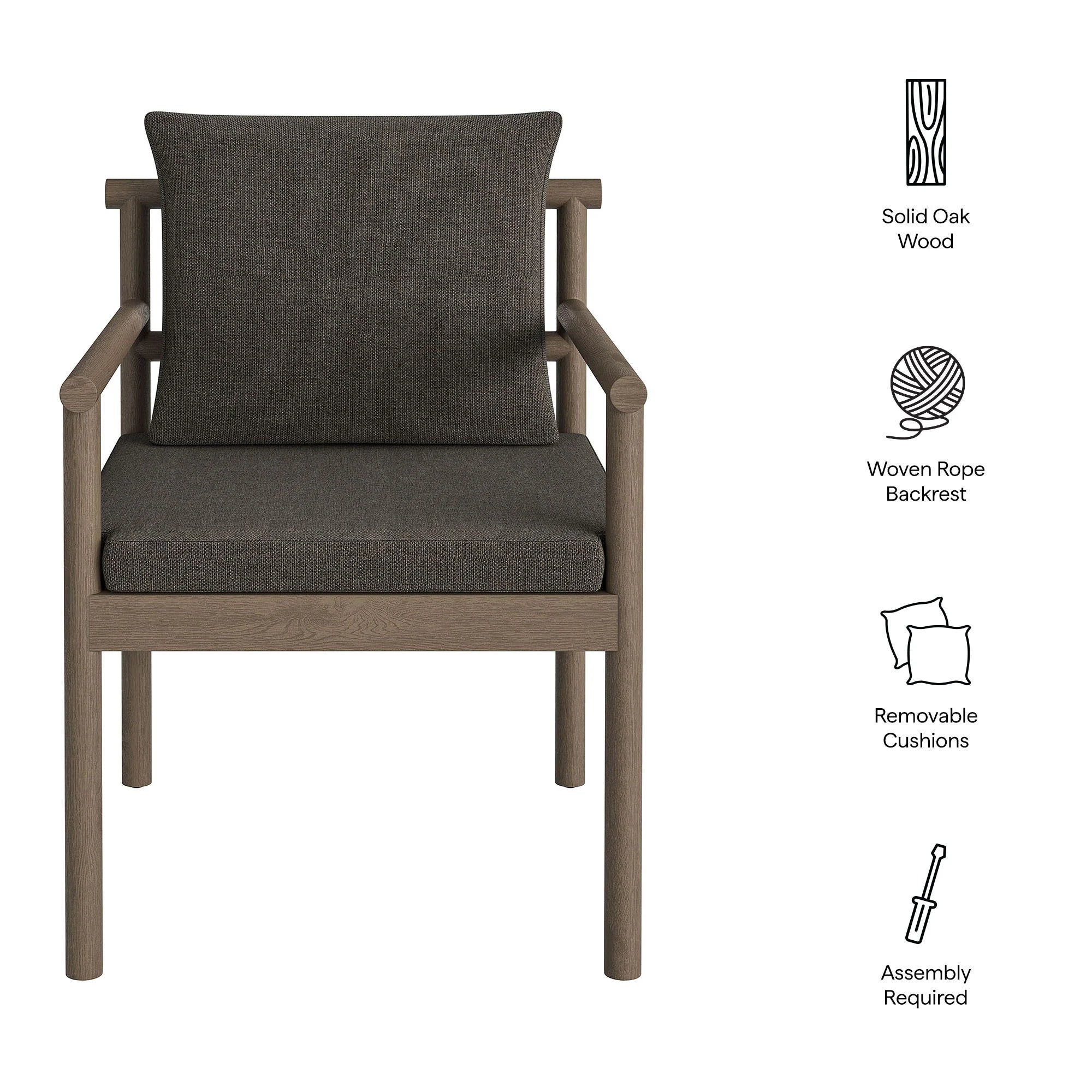 Eleni Outdoor Patio Teak Wood Rope Dining Chair