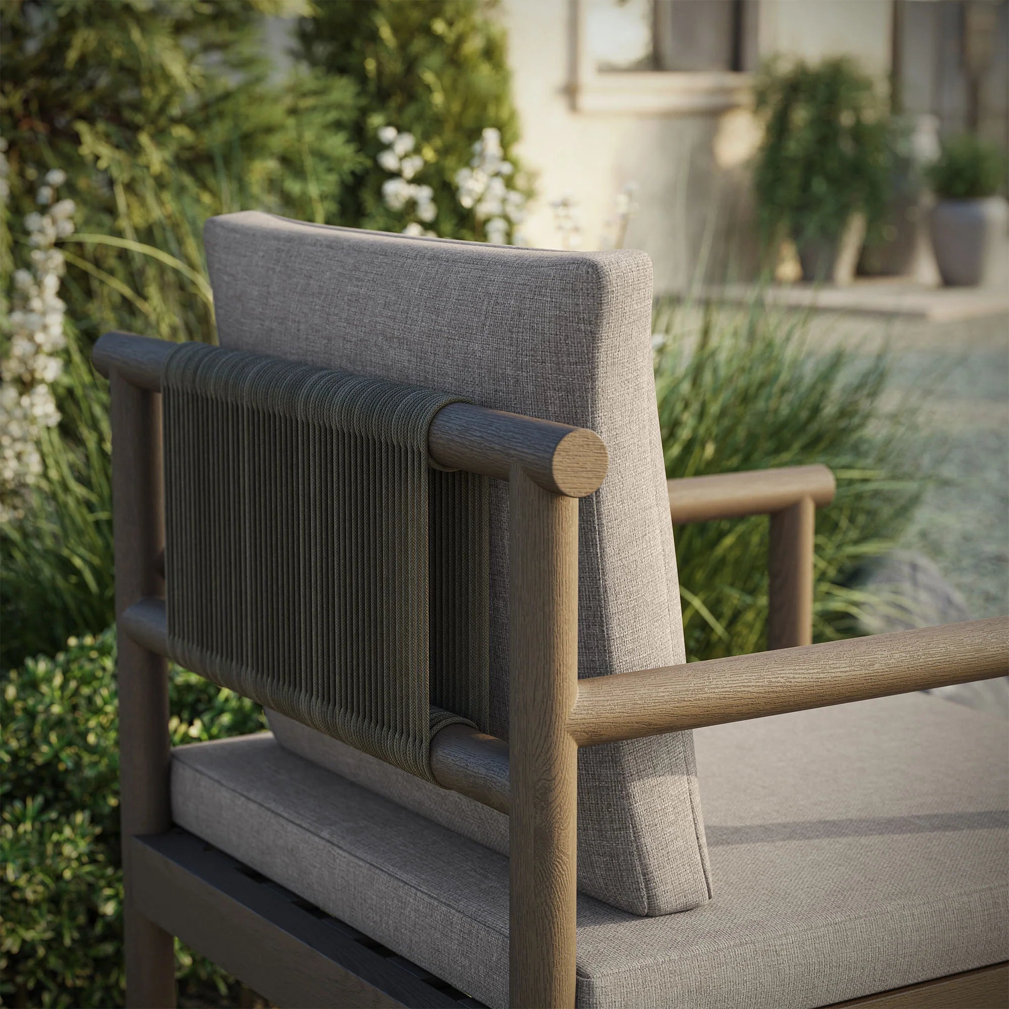 Eleni Outdoor Patio Teak Wood Rope Dining Chair