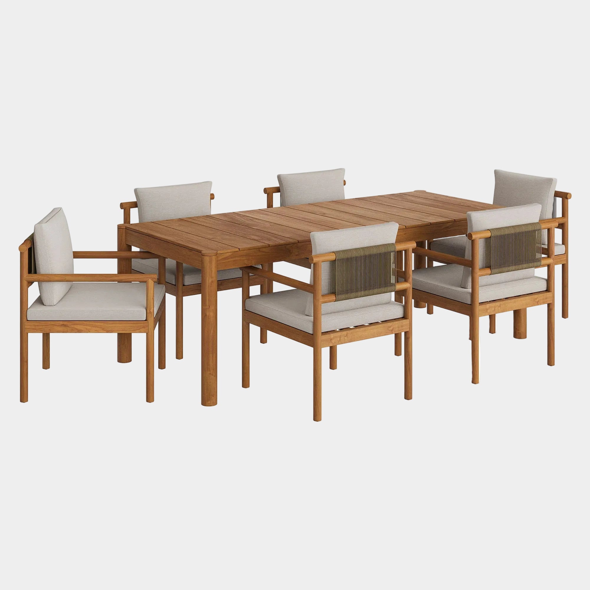 Eleni 7 Piece Outdoor Patio Teak Wood Dining Set