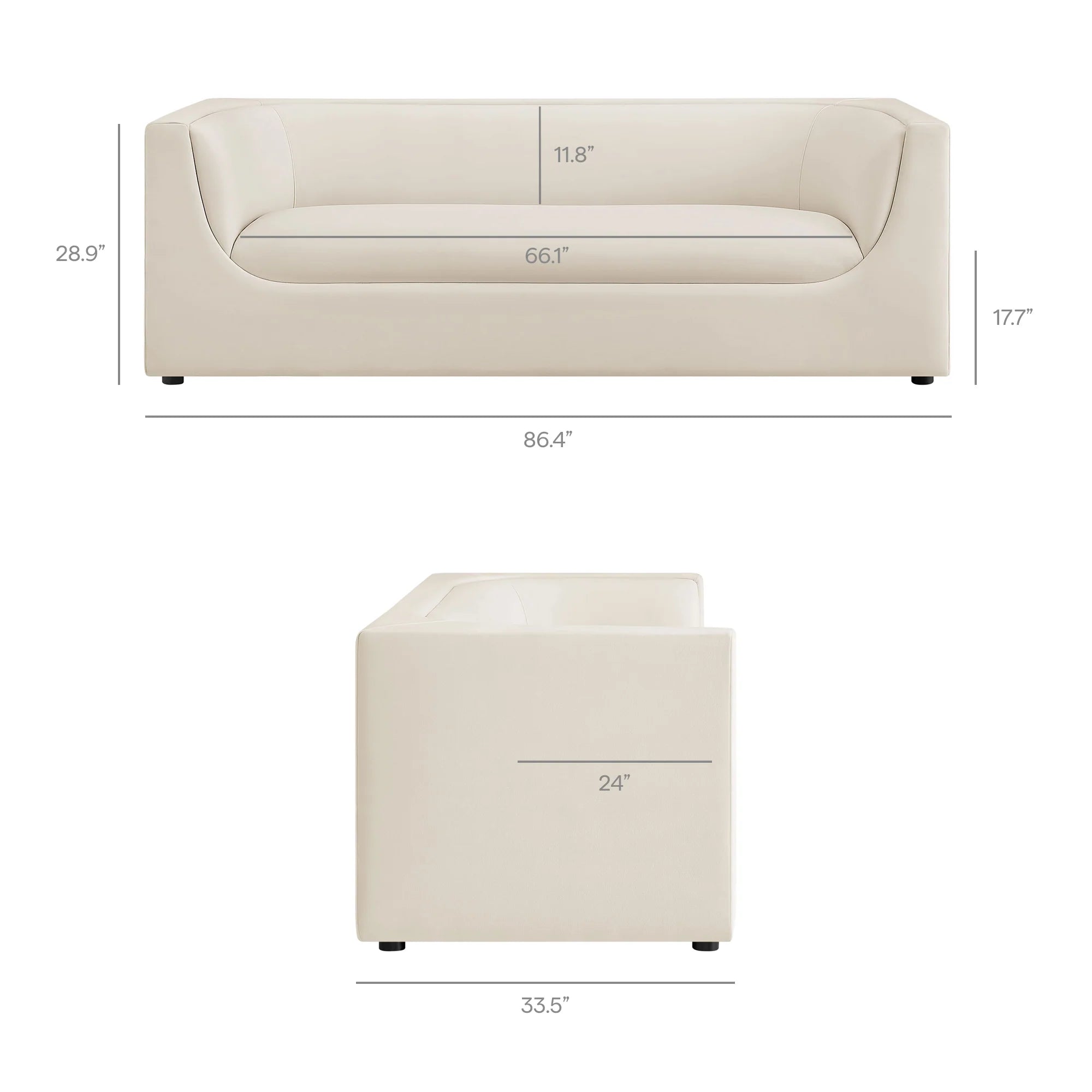 Hilda 86" Curved Back Performance Velvet Sofa