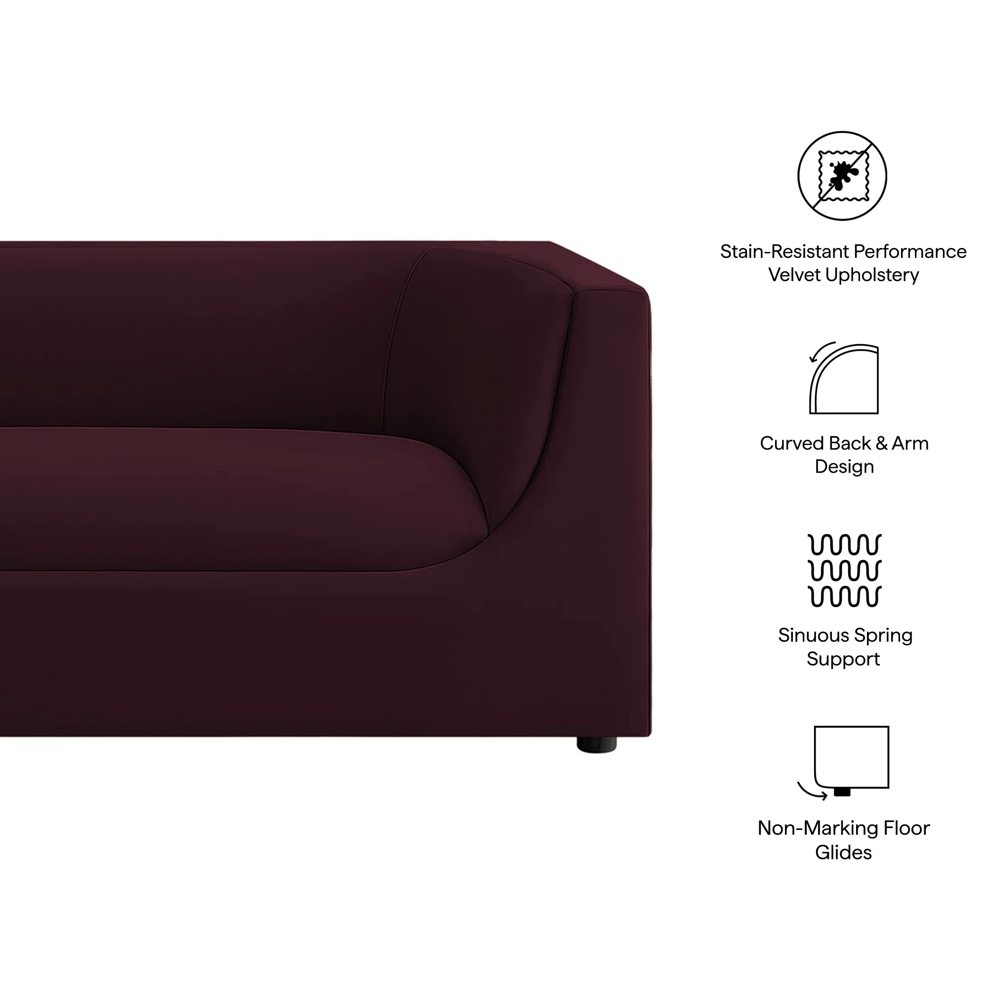 Hilda 86" Curved Back Performance Velvet Sofa