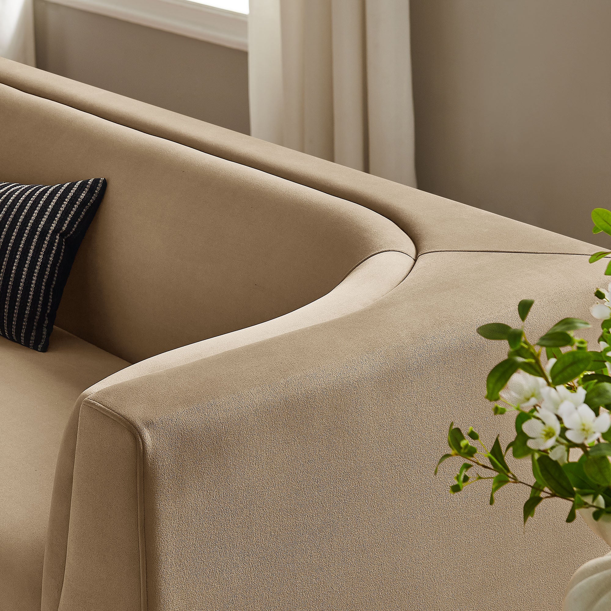 Hilda 86" Curved Back Performance Velvet Sofa