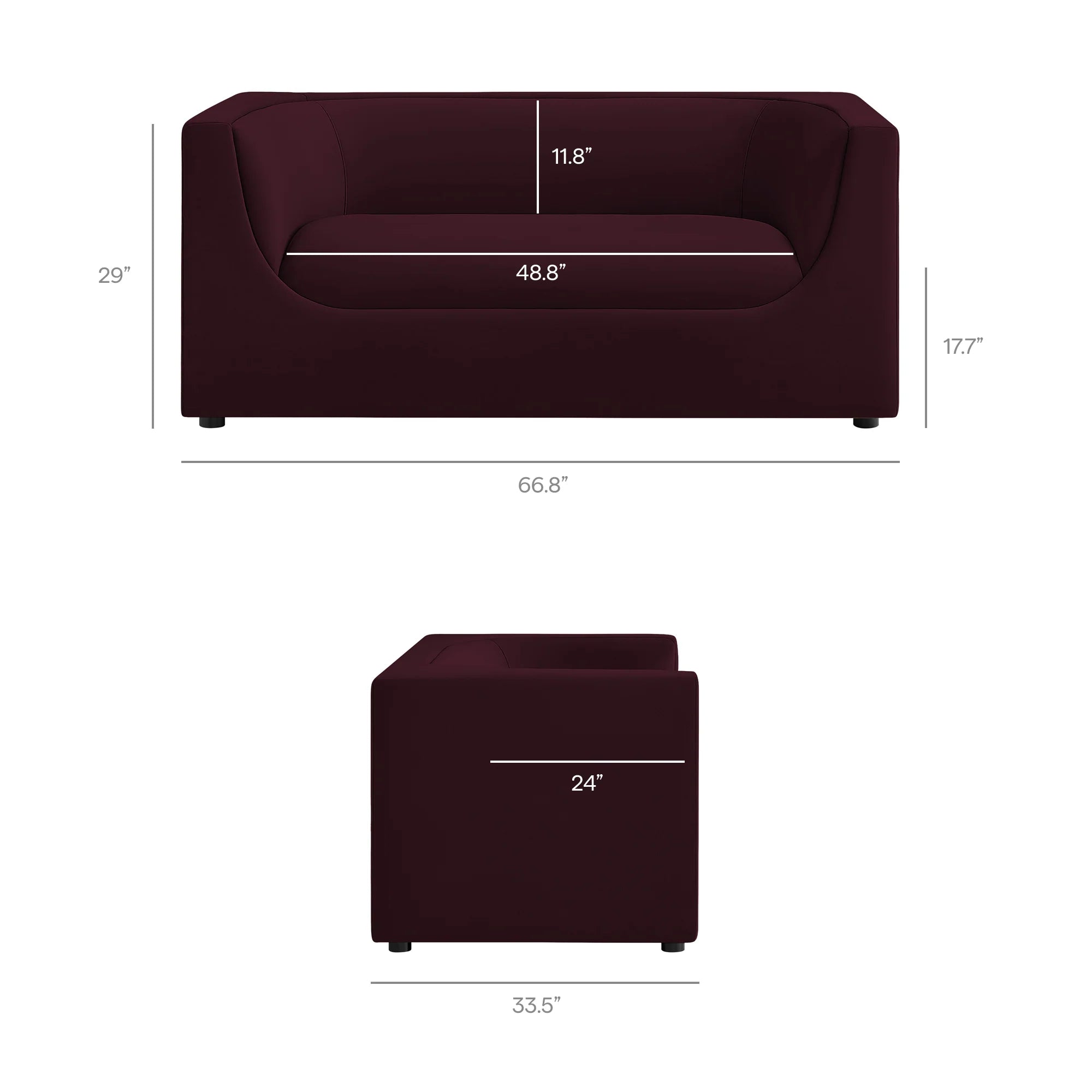 Hilda 67" Curved Back Performance Velvet Loveseat