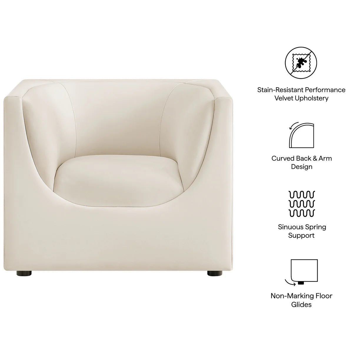 Hilda Curved Back Performance Velvet Armchair