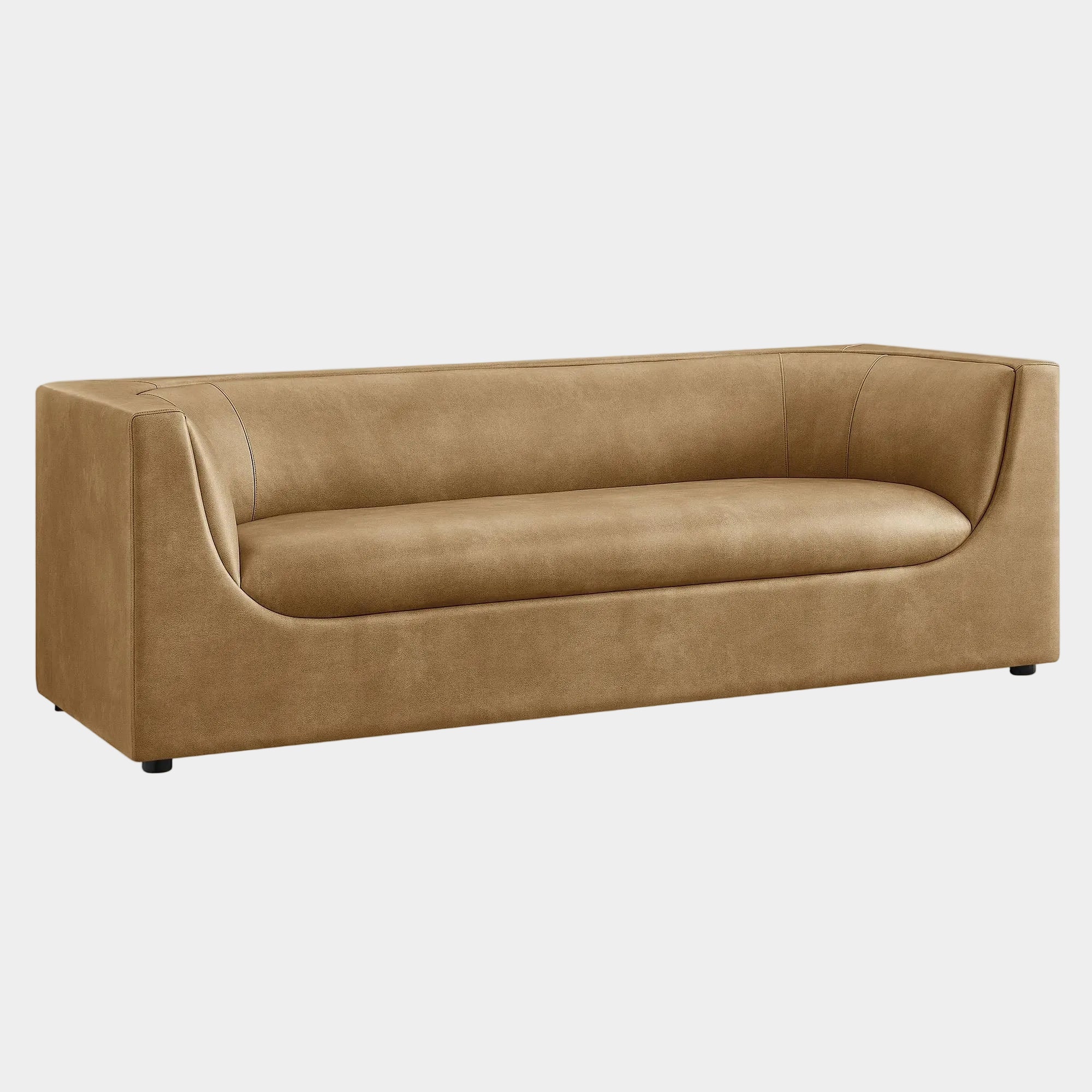 Hilda 86" Curved Back Vegan Leather Sofa