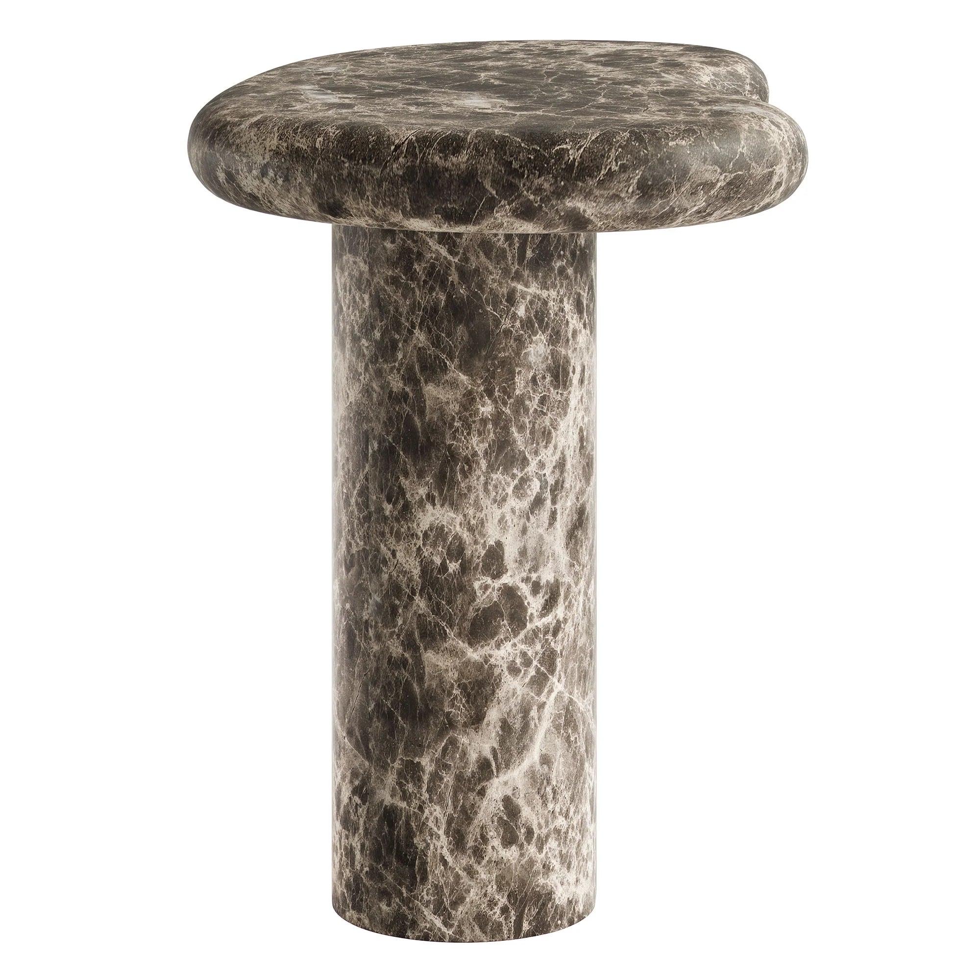 Table d'appoint en faux travertin texturé pour patio intérieur et extérieur Elowen en travertin 