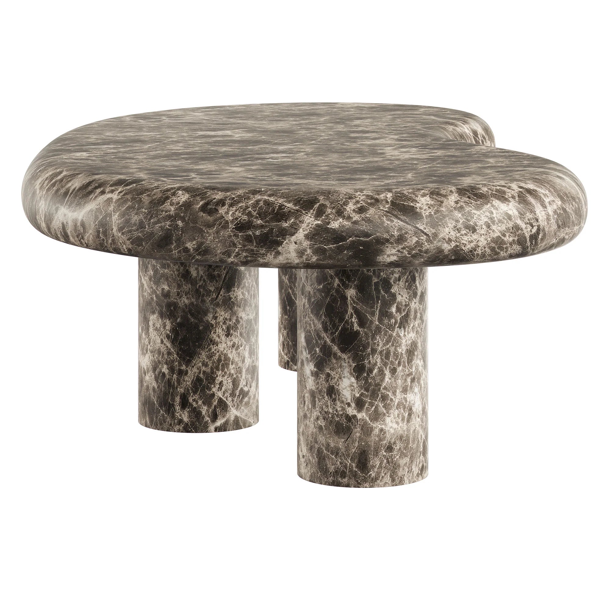 Table basse en travertin texturé pour patio intérieur et extérieur Elowen en travertin 
