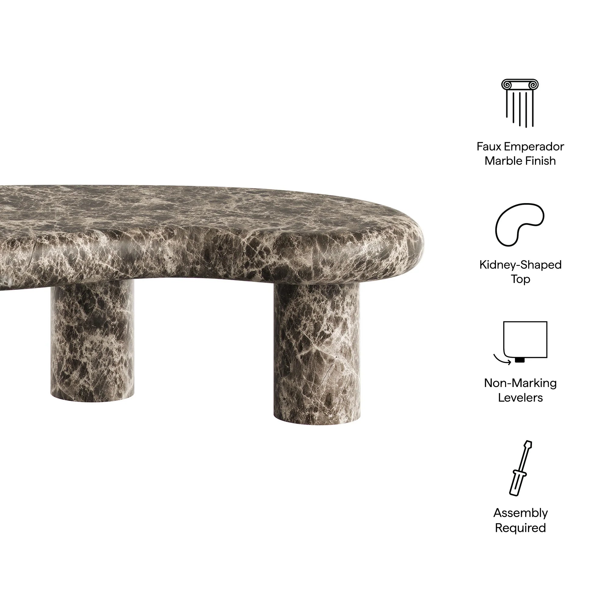 Table basse en travertin texturé pour patio intérieur et extérieur Elowen en travertin 