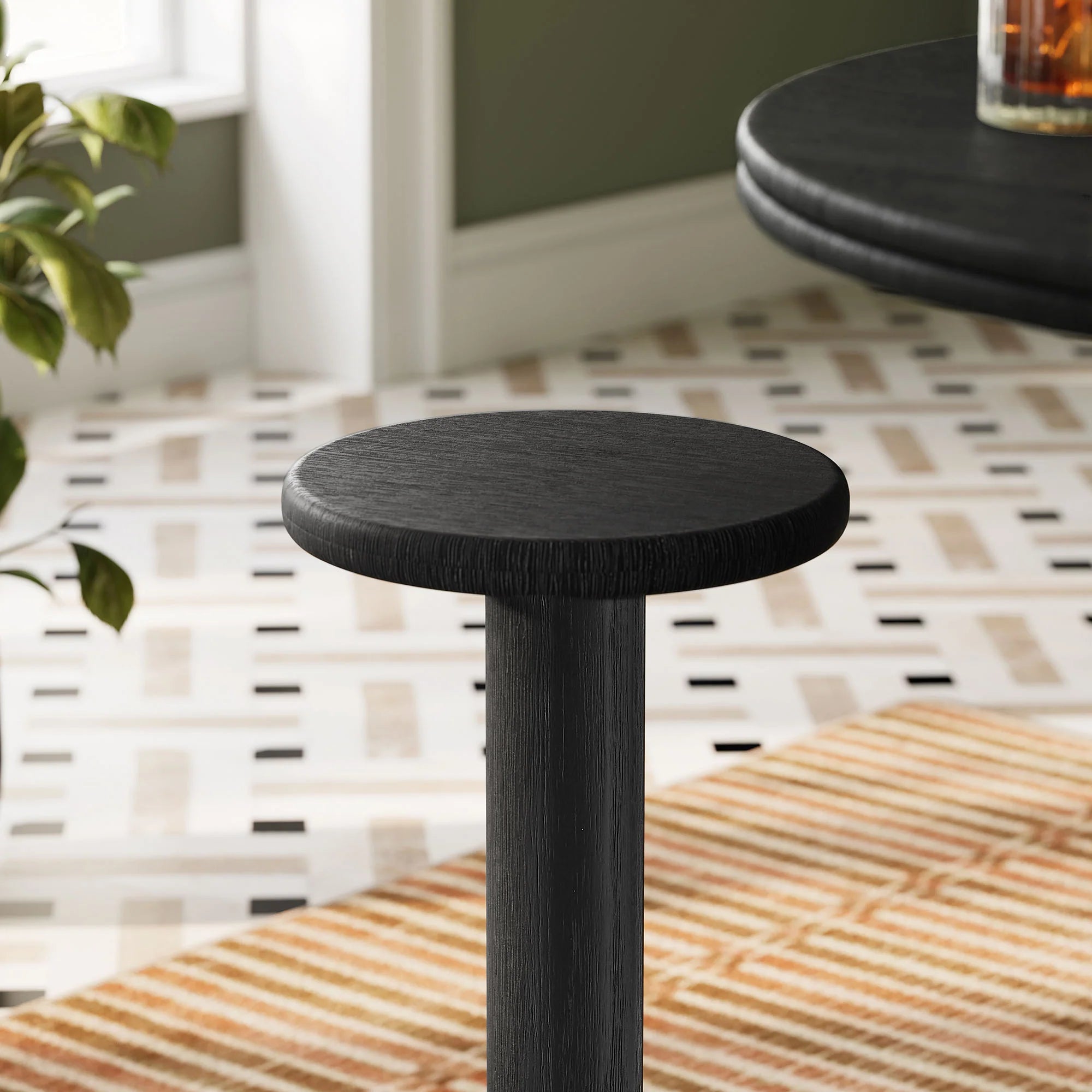 Neo 15 Inch Round Indoor - Outdoor Patio Wood Bar Stools