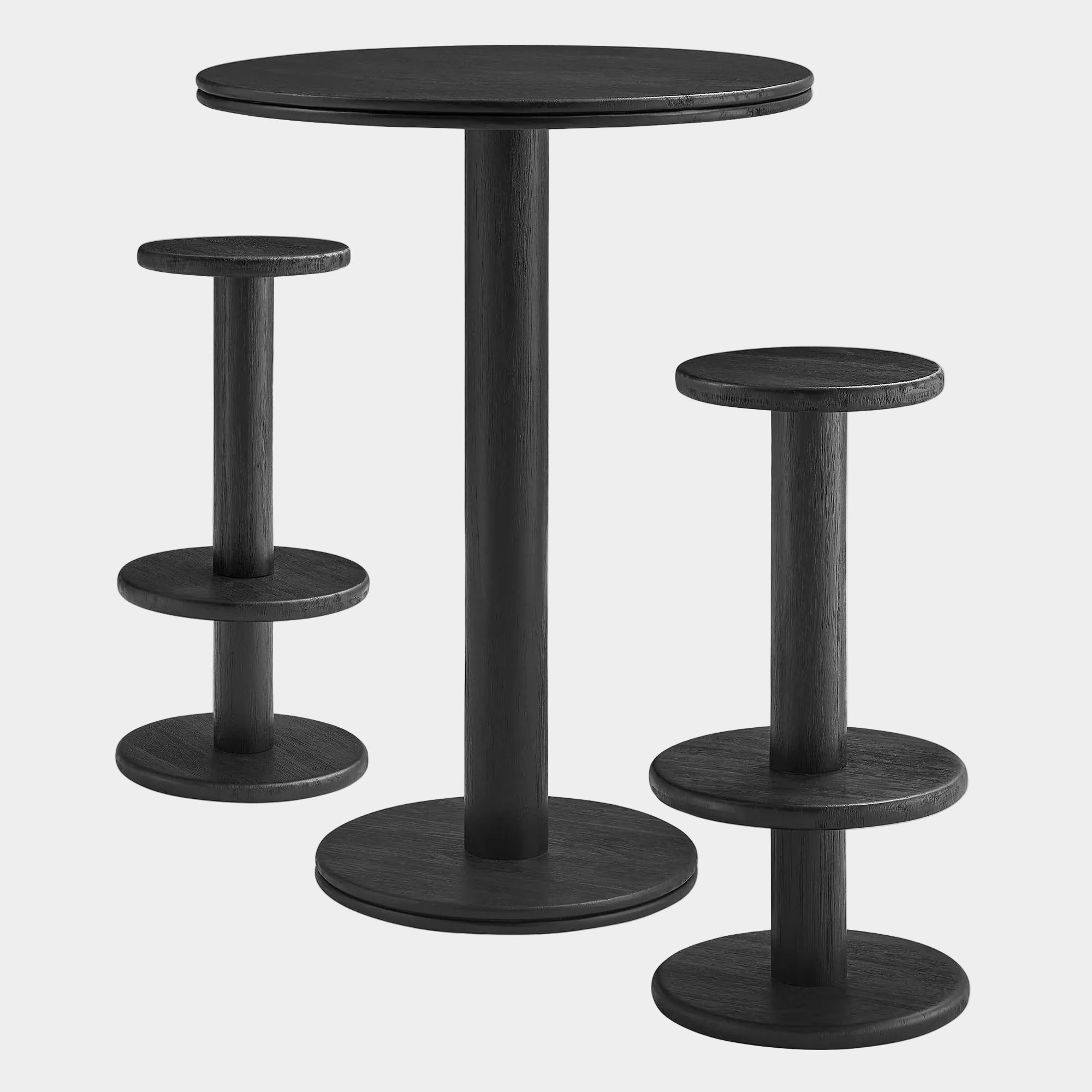 Neo 3-Piece Round Indoor - Outdoor Patio Wood Bar Table And Stool Set
