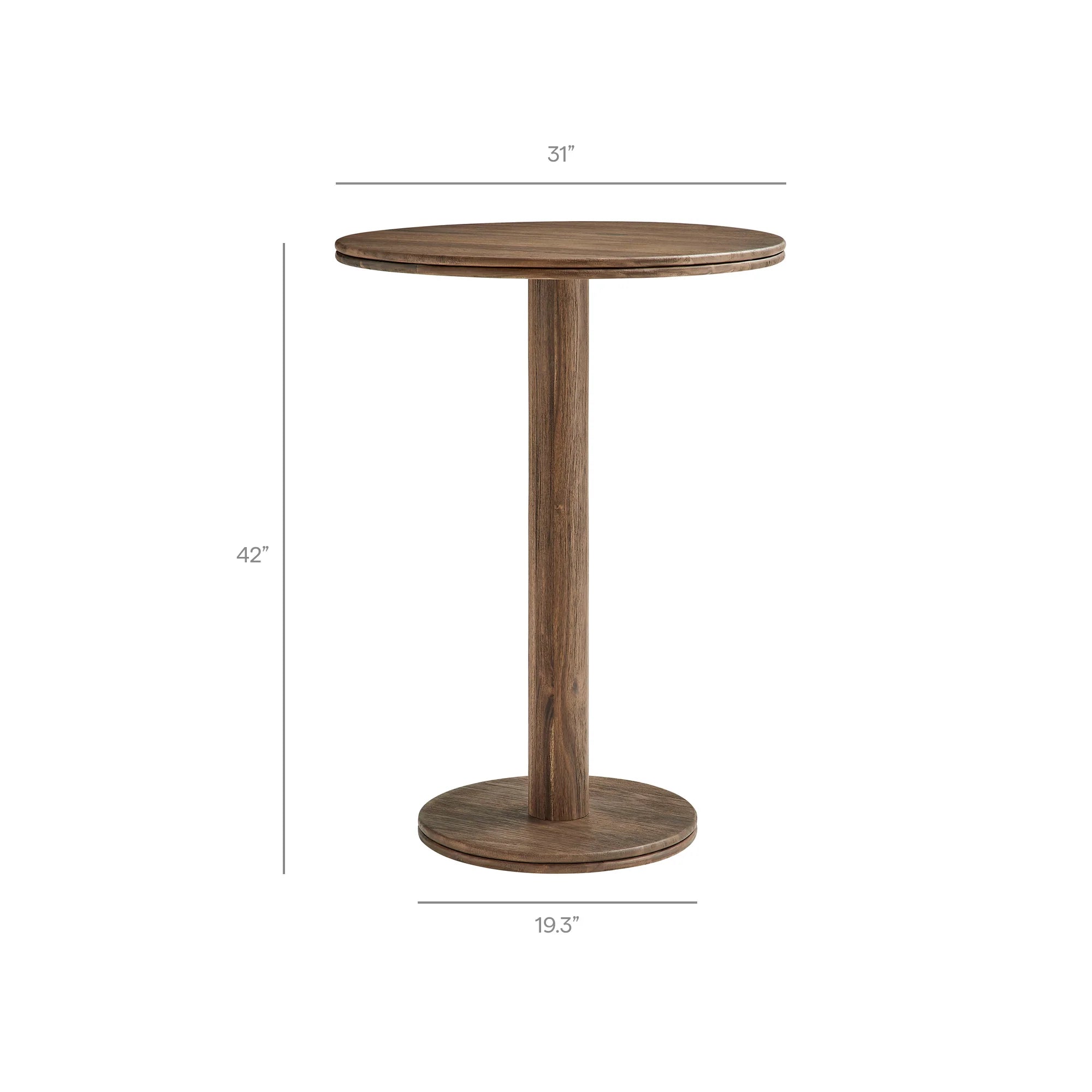 Neo 3-Piece Round Indoor - Outdoor Patio Wood Bar Table And Stool Set