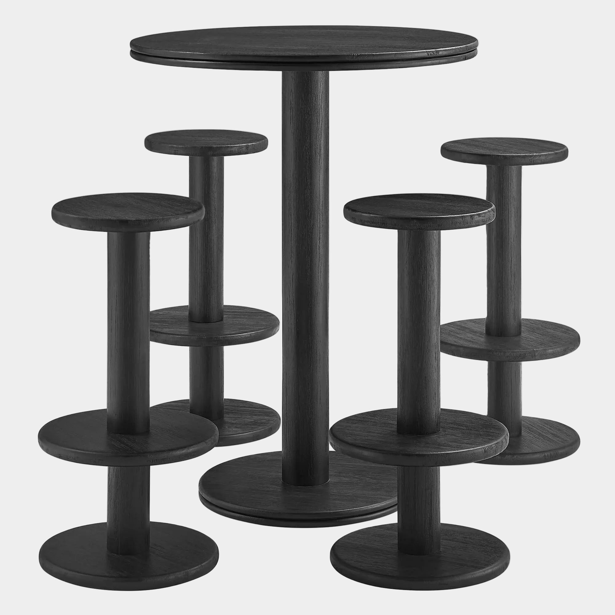 Neo 5-Piece Round Indoor - Outdoor Round Patio Bar Table And Stool Set