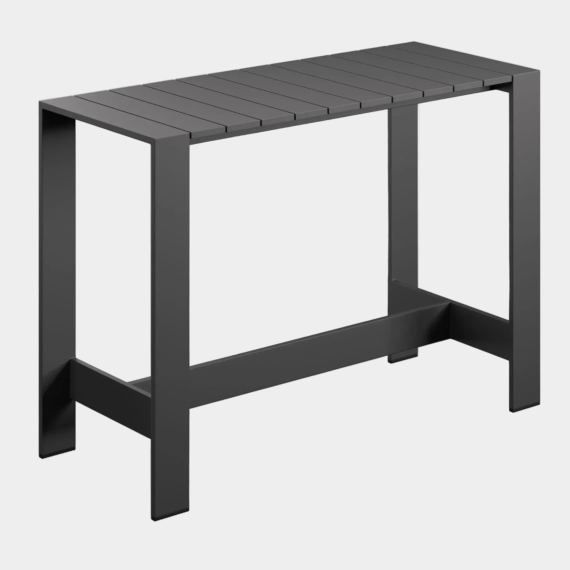 Tahoe 59 Inch Rectangle Outdoor Aluminum Bar Table in Gray