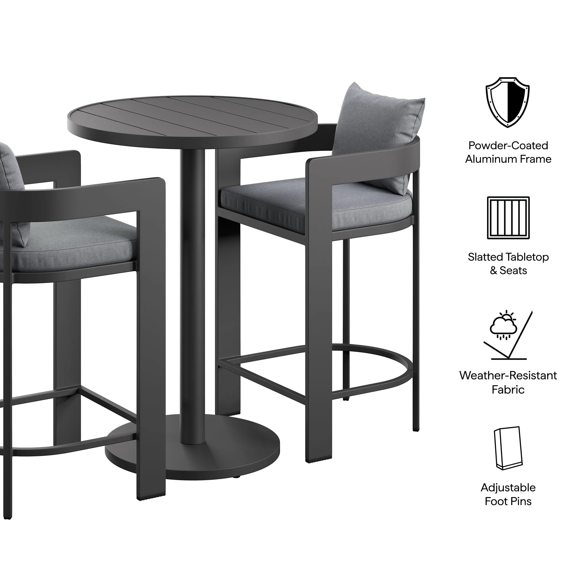 Tahoe 3-Piece Outdoor Aluminum Bar Set