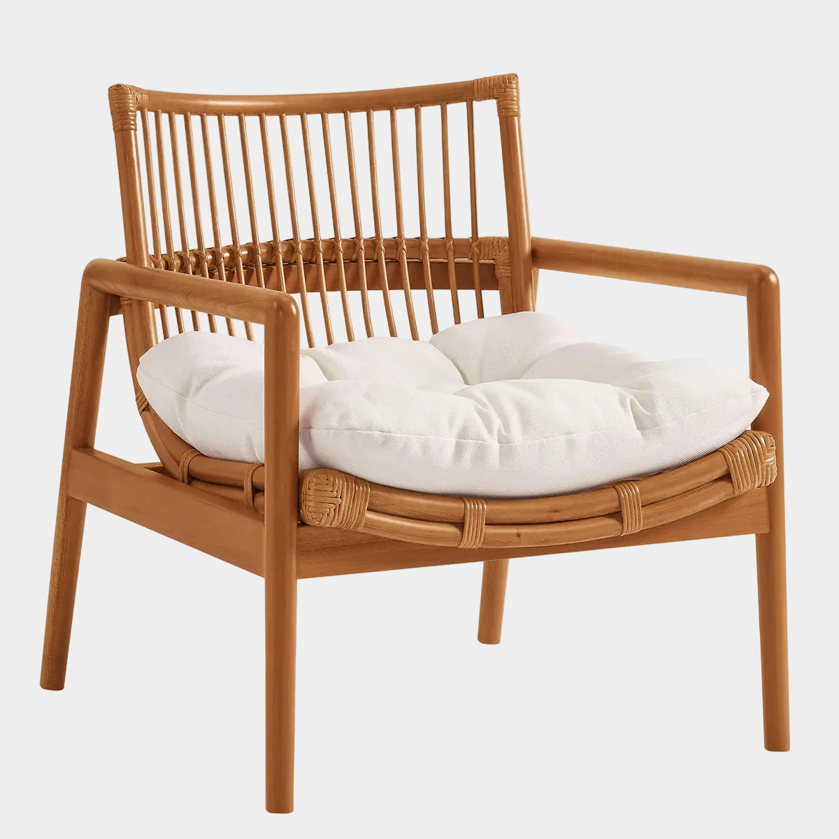 Tula Wood Rattan Lounge Chair in Brown