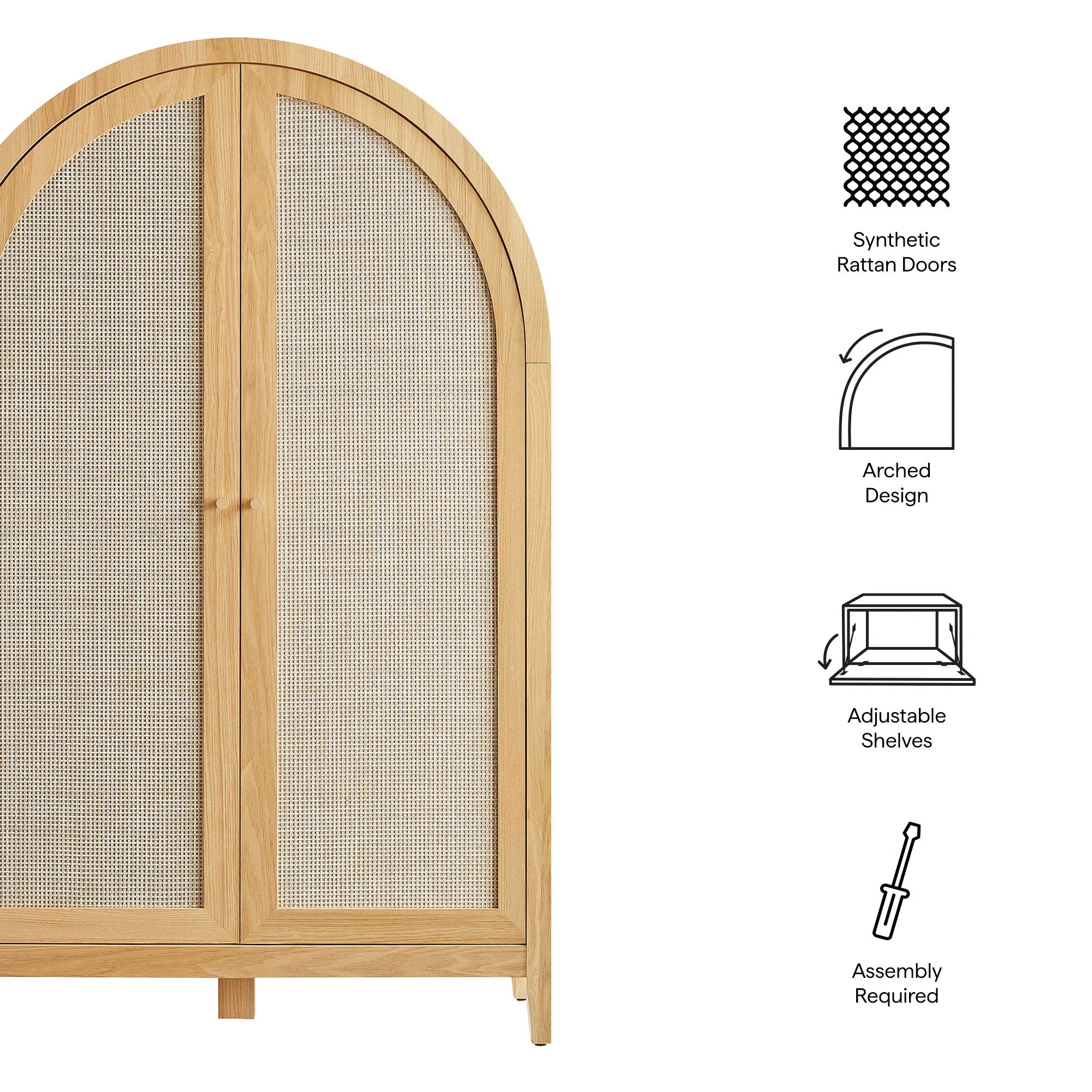 Calista 63 Inch Arched Storage Cabinet With Folding Desk