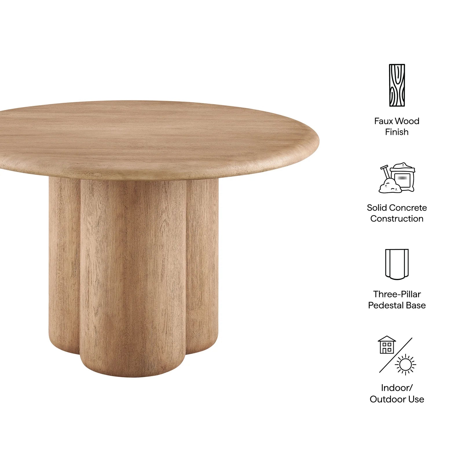 Tori 48 Inch Round Indoor and Outdoor Dining Table