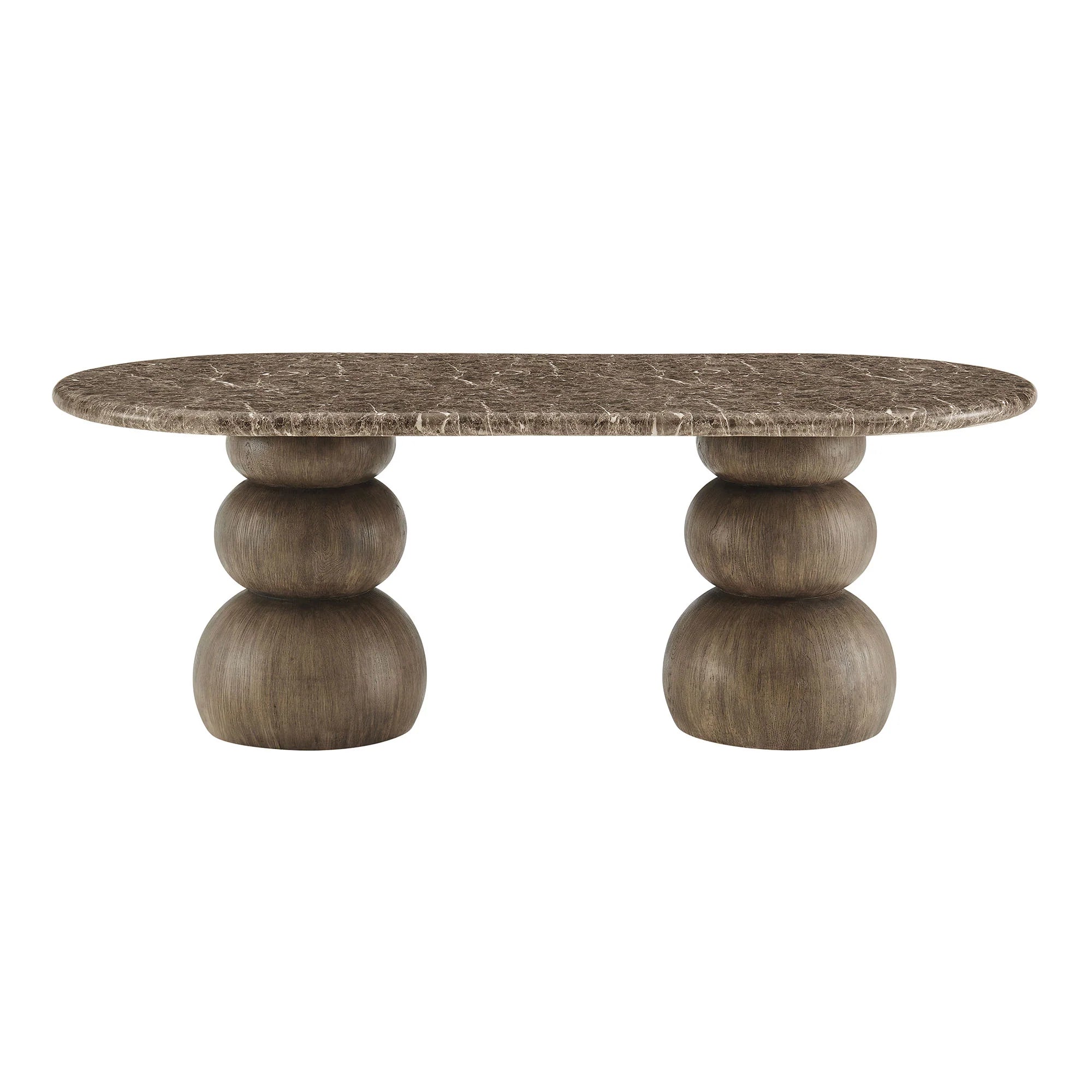 Pietra Indoor Outdoor Oval Dining Table in Dark Emperador Marble