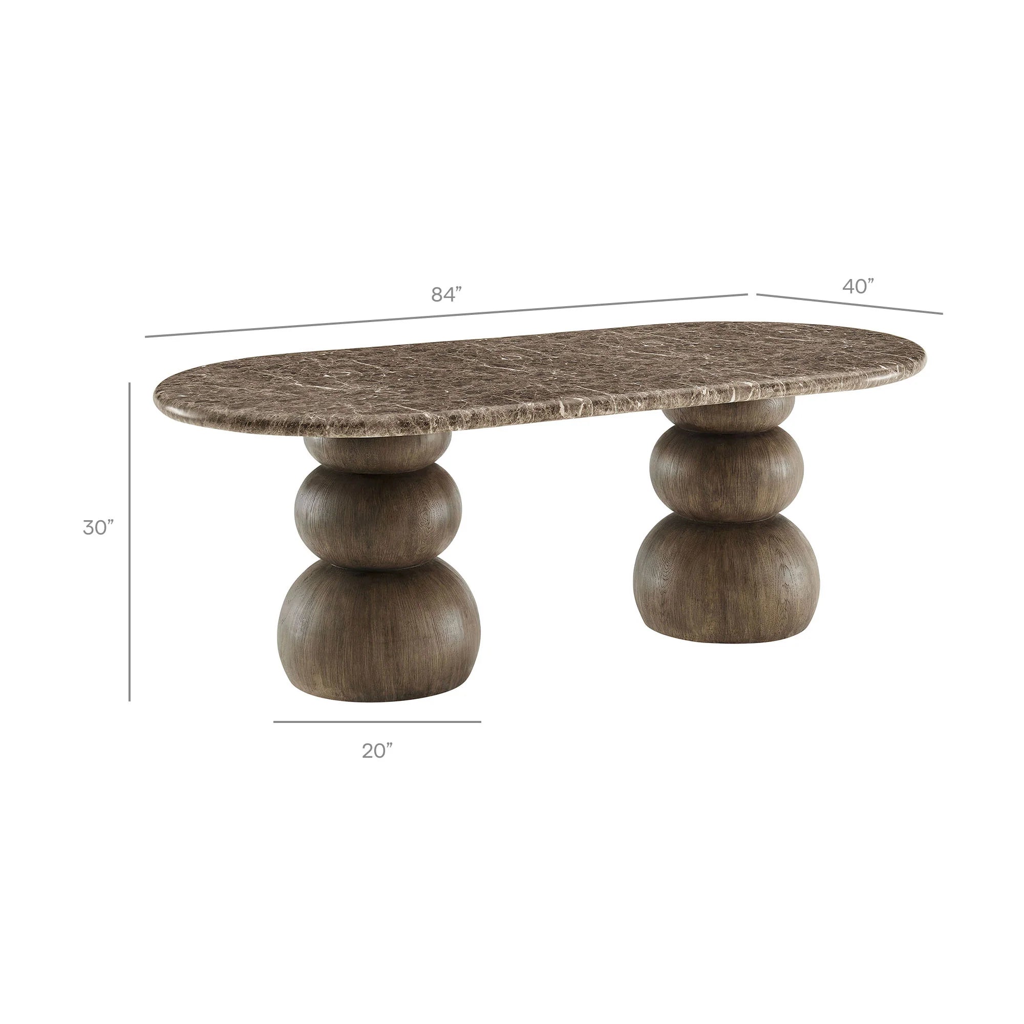 Pietra Indoor Outdoor Oval Dining Table in Dark Emperador Marble