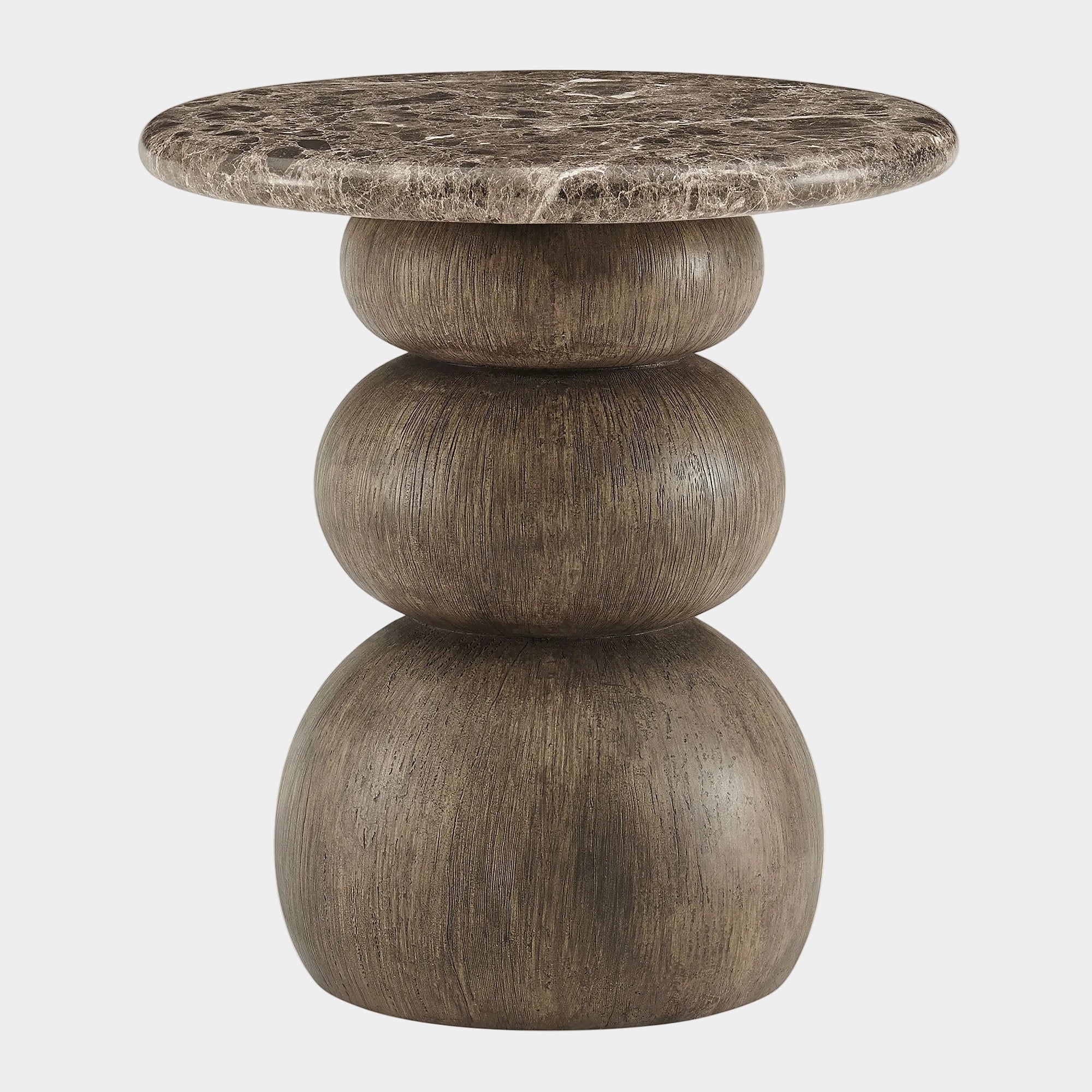 Pietra Indoor Outdoor Round Side Table in Dark Emperador Marble