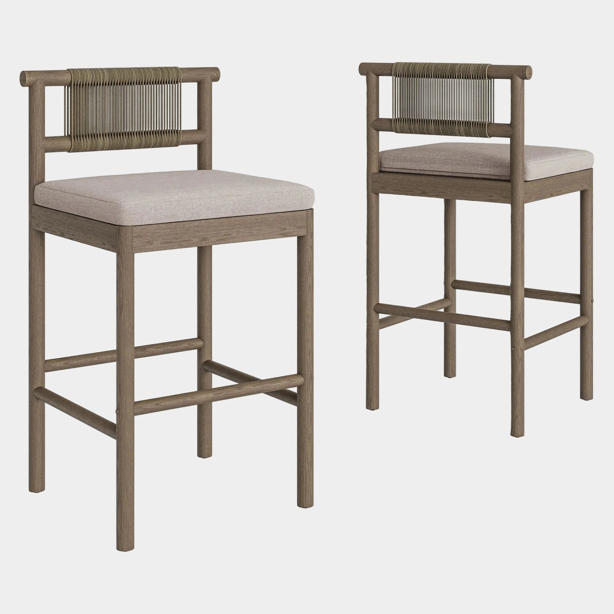 Eleni Outdoor Teak Wood Bar Stools Set of 2