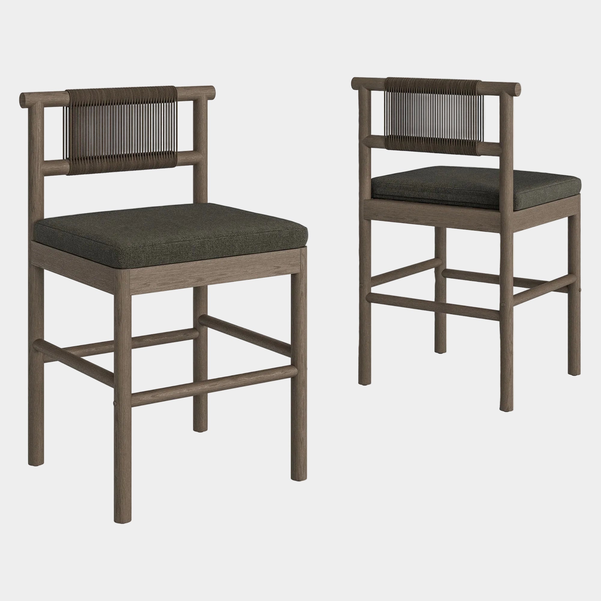 Eleni Outdoor Teak Wood Counter Stools Set of 2