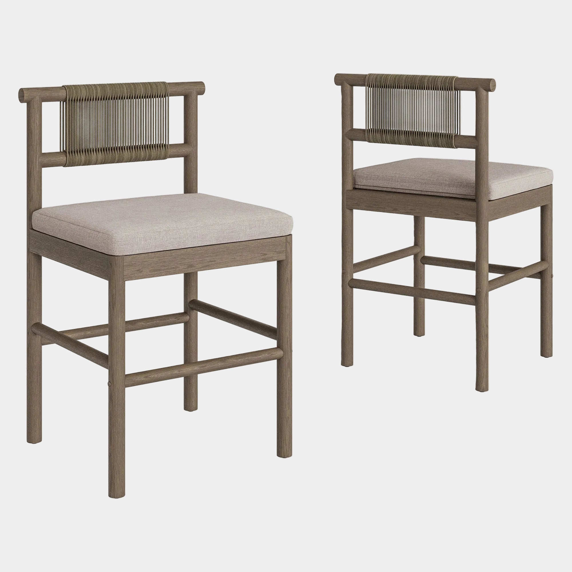 Eleni Outdoor Teak Wood Counter Stools Set of 2