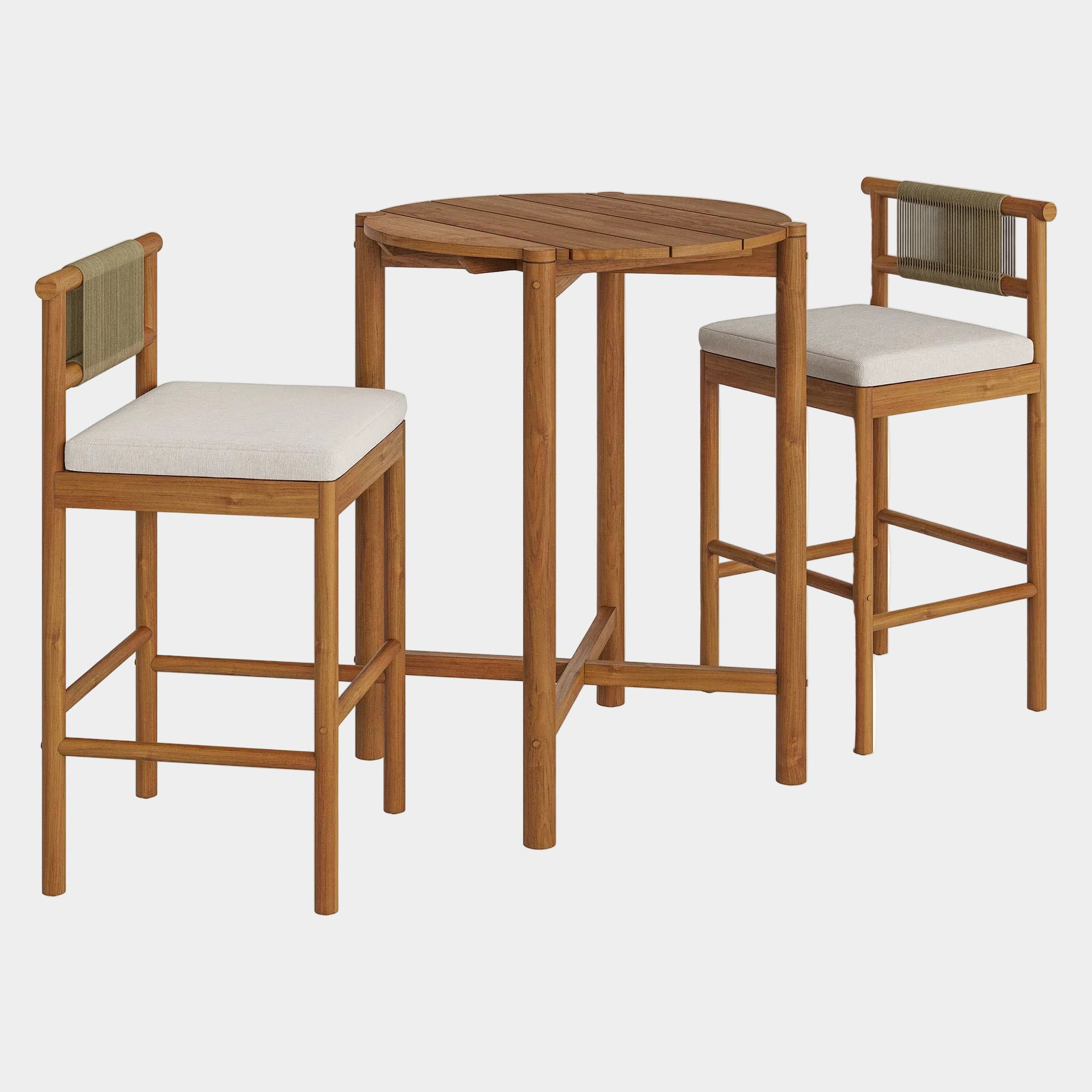 Eleni 3-Piece Outdoor Teak Wood Bar Set