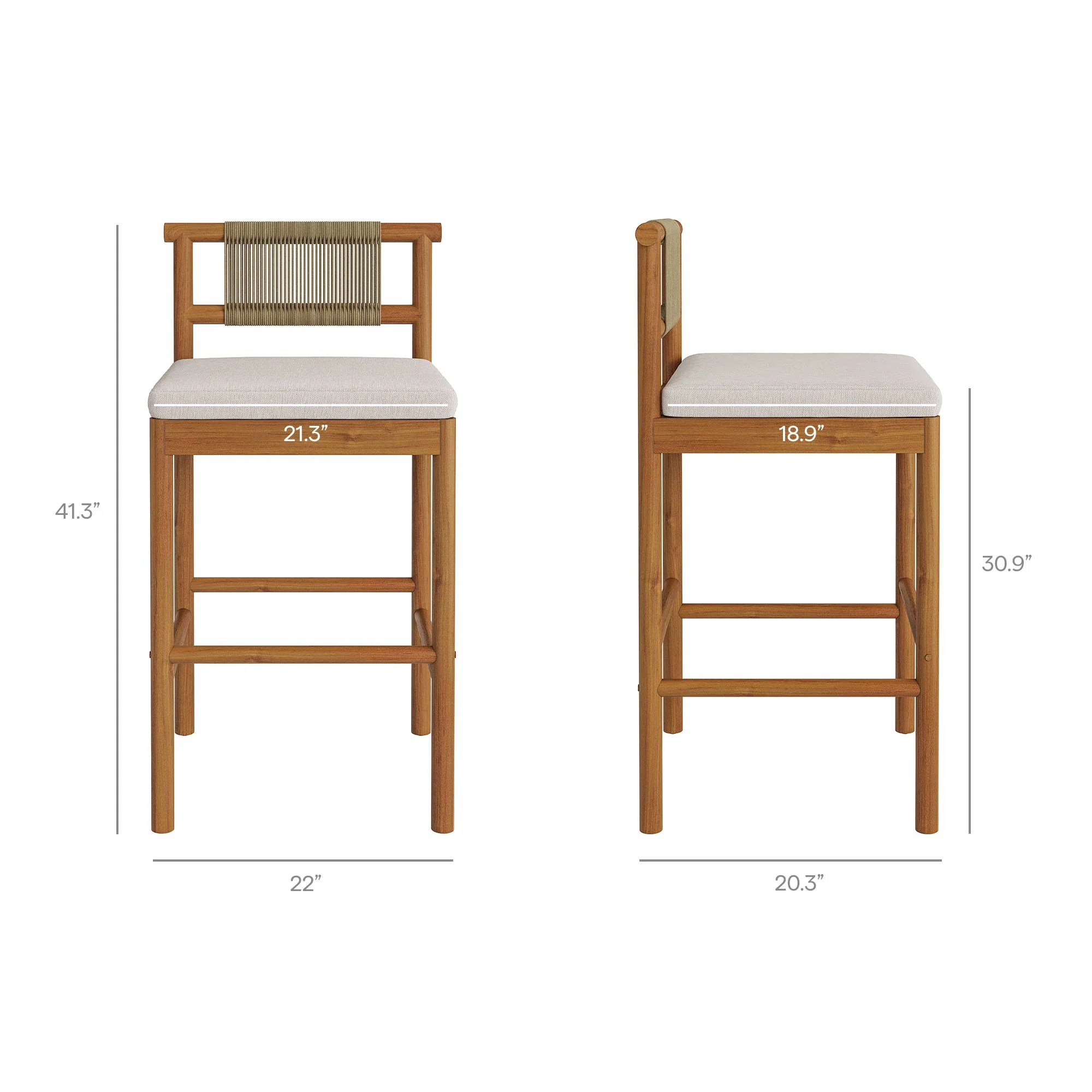 Eleni 3-Piece Outdoor Teak Wood Bar Set