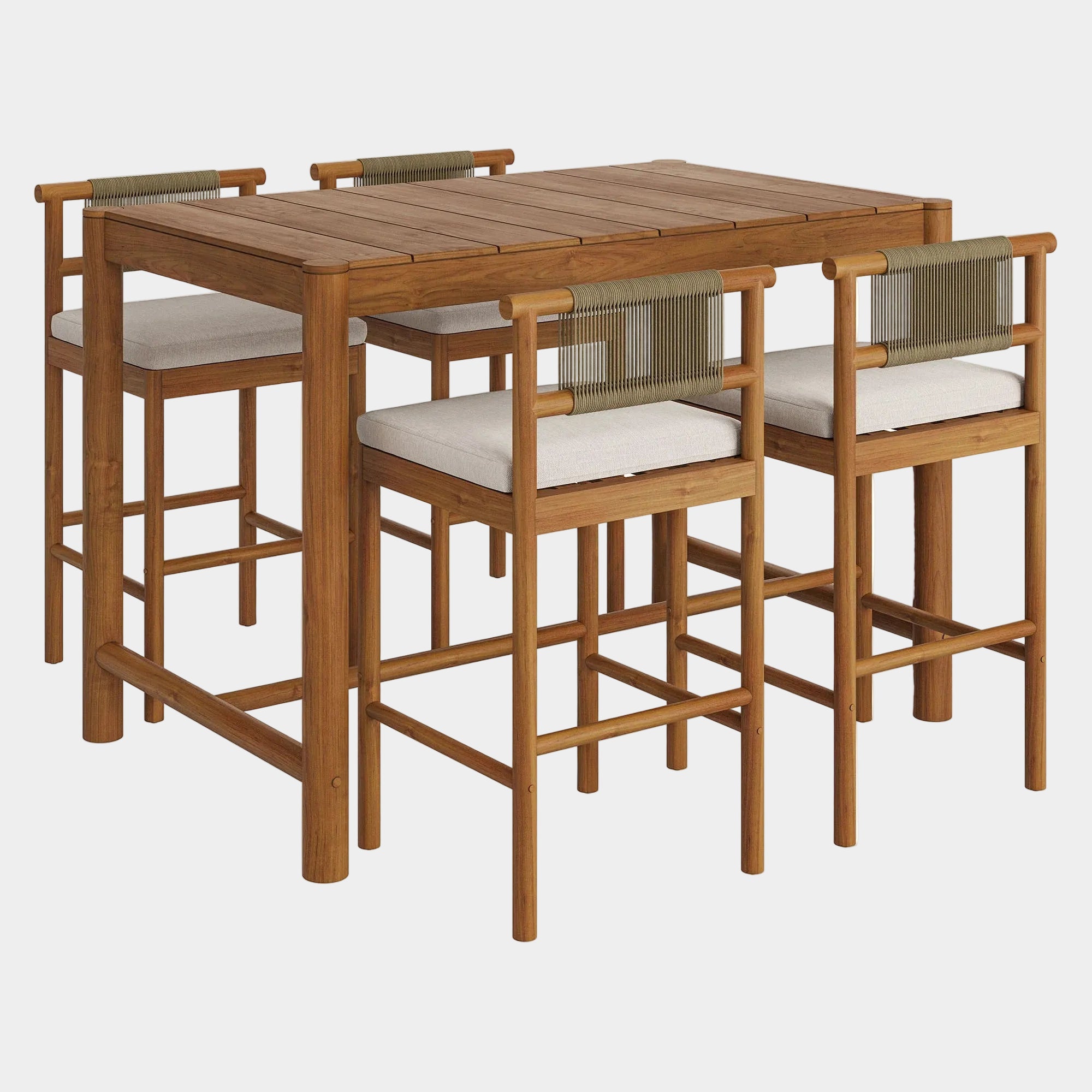 Eleni 5-Piece Outdoor Teak Wood Bar Set