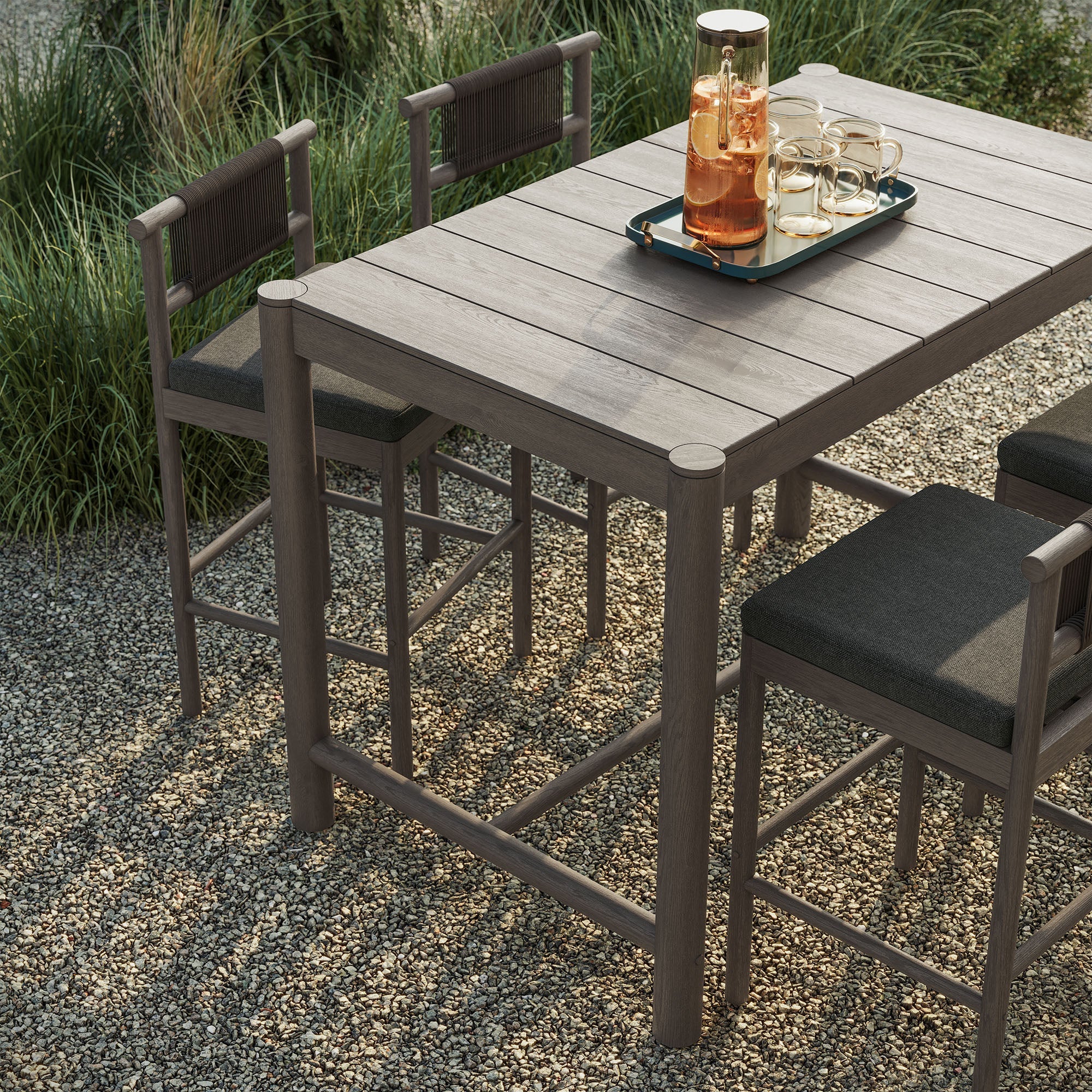 Eleni 5-Piece Outdoor Teak Wood Bar Set