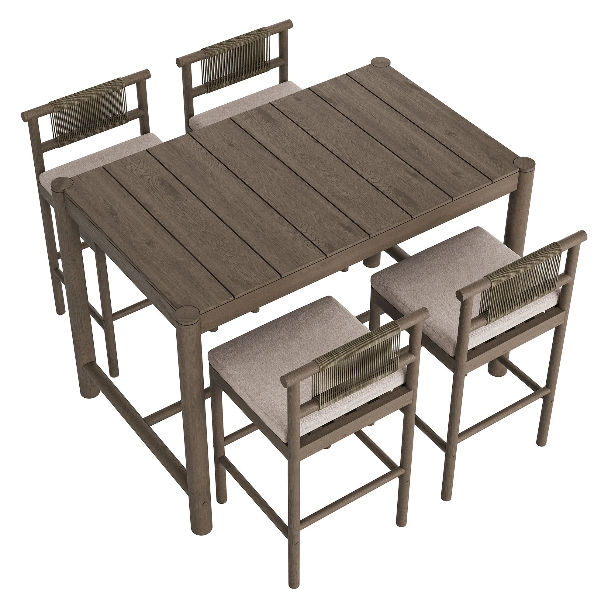 Eleni 5-Piece Outdoor Teak Wood Bar Set