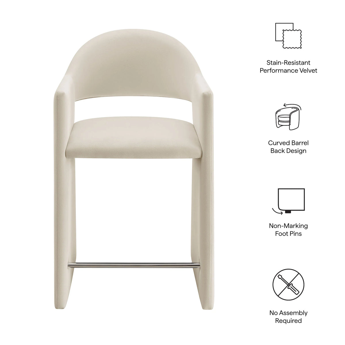 Talia 37 Inch Performance Velvet Counter Stool