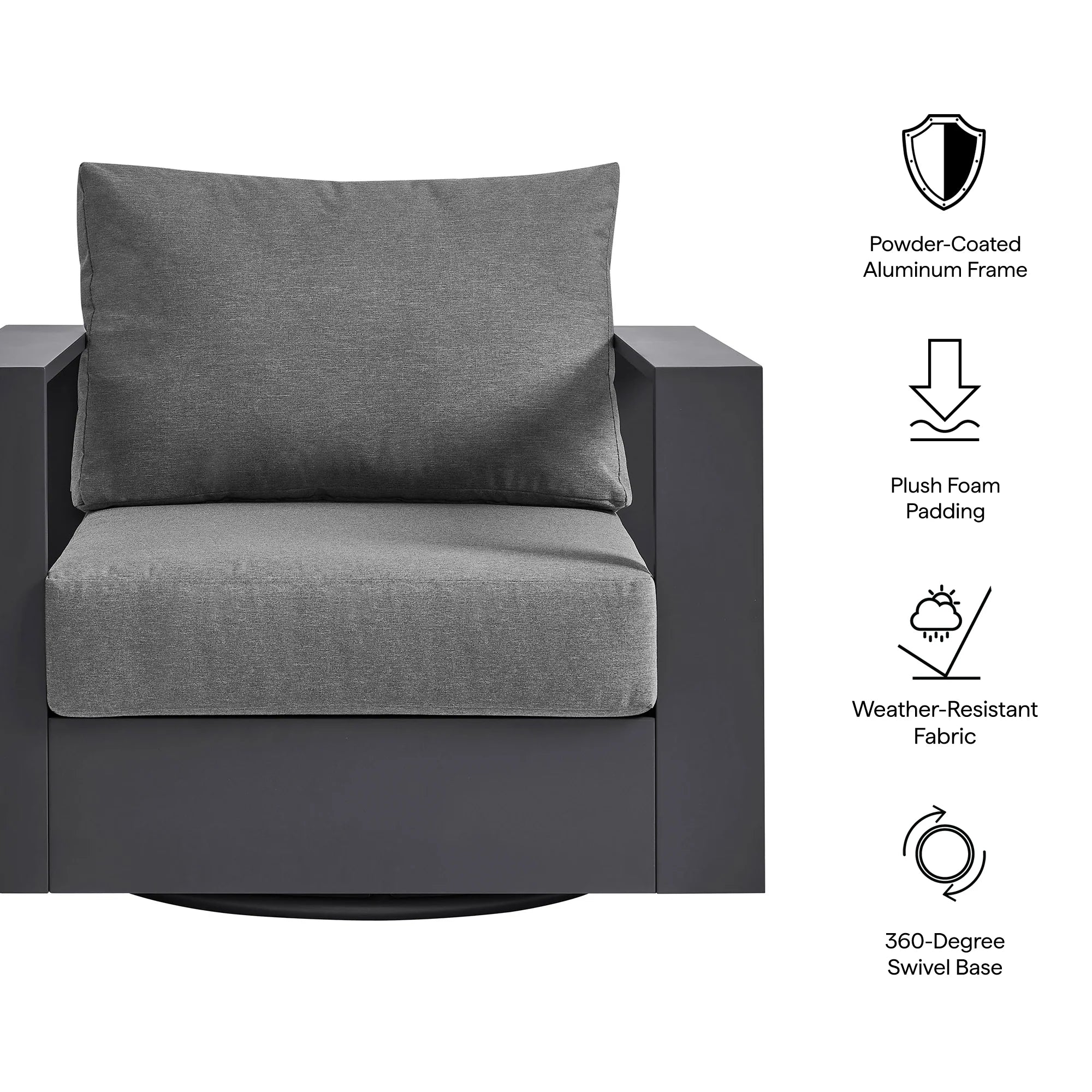 Tahoe Outdoor Powder-Coated Aluminum Swivel Armchair