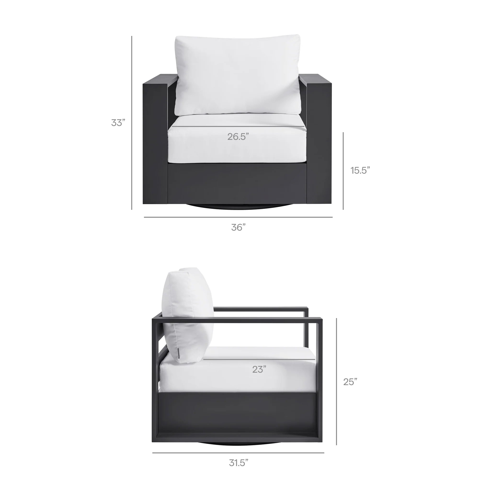 Tahoe Outdoor Powder-Coated Aluminum Swivel Armchair