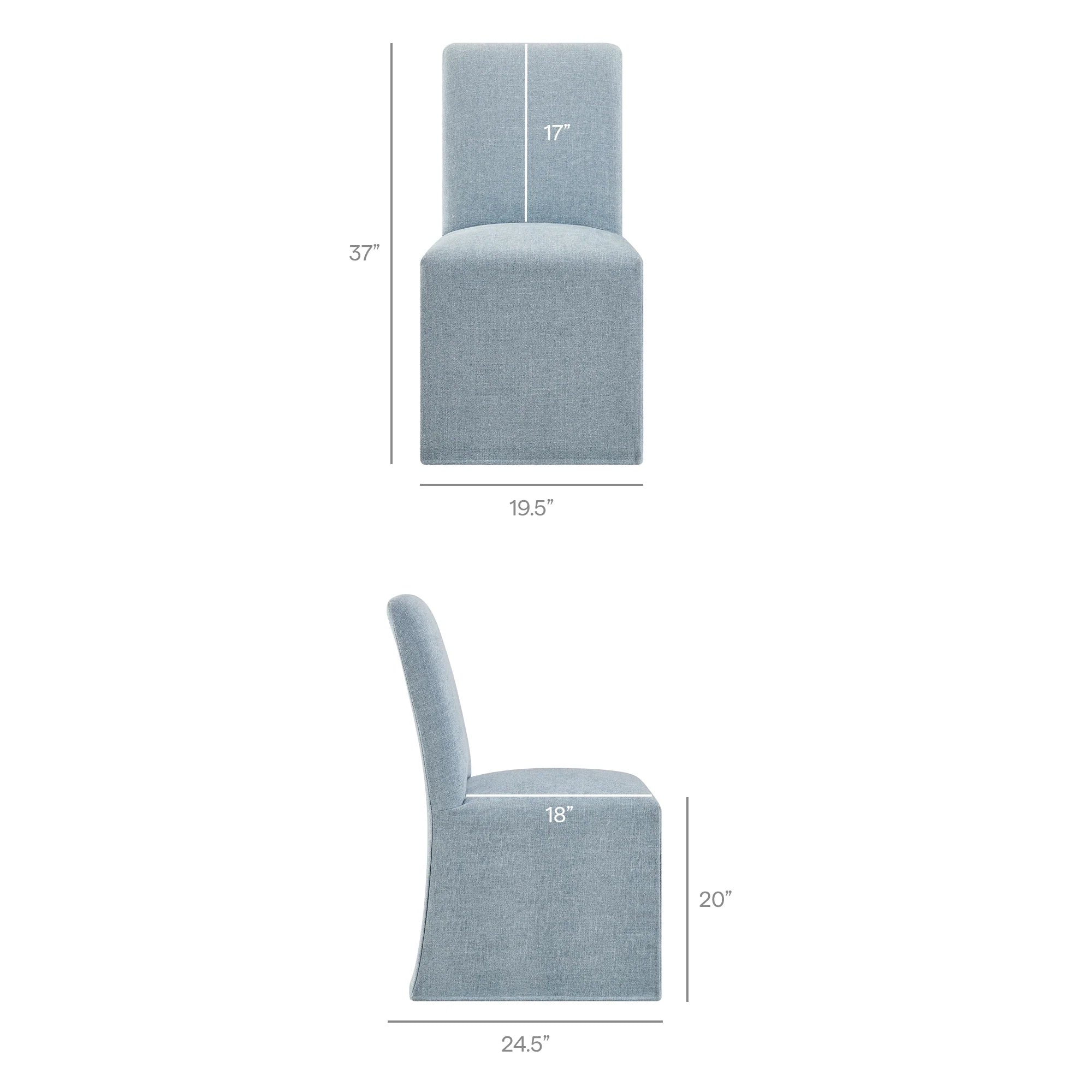 Aster Slub Weave Fabric Slipcovered Dining Chairs Set of 2