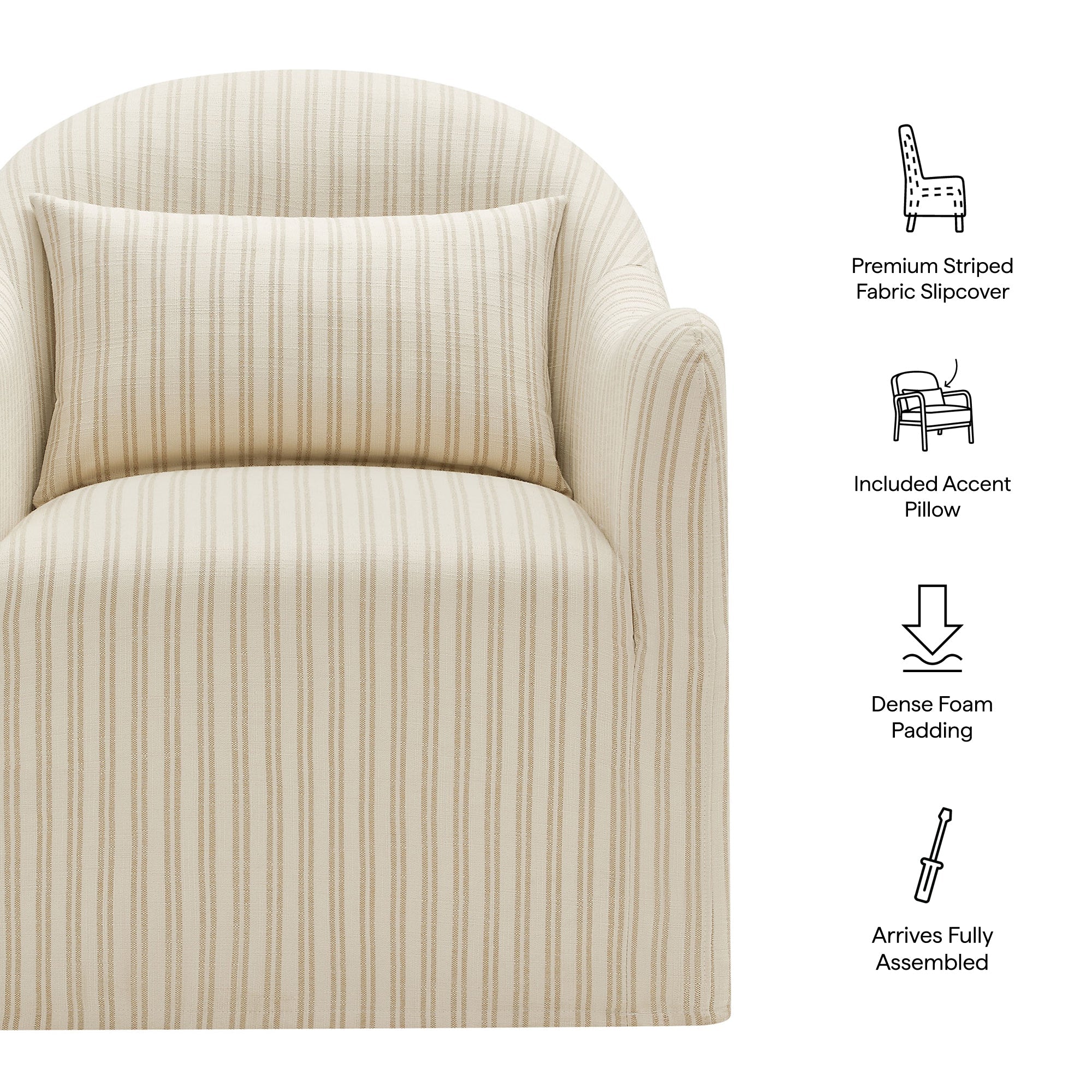 Bardot Slipcovered Striped Accent Chair