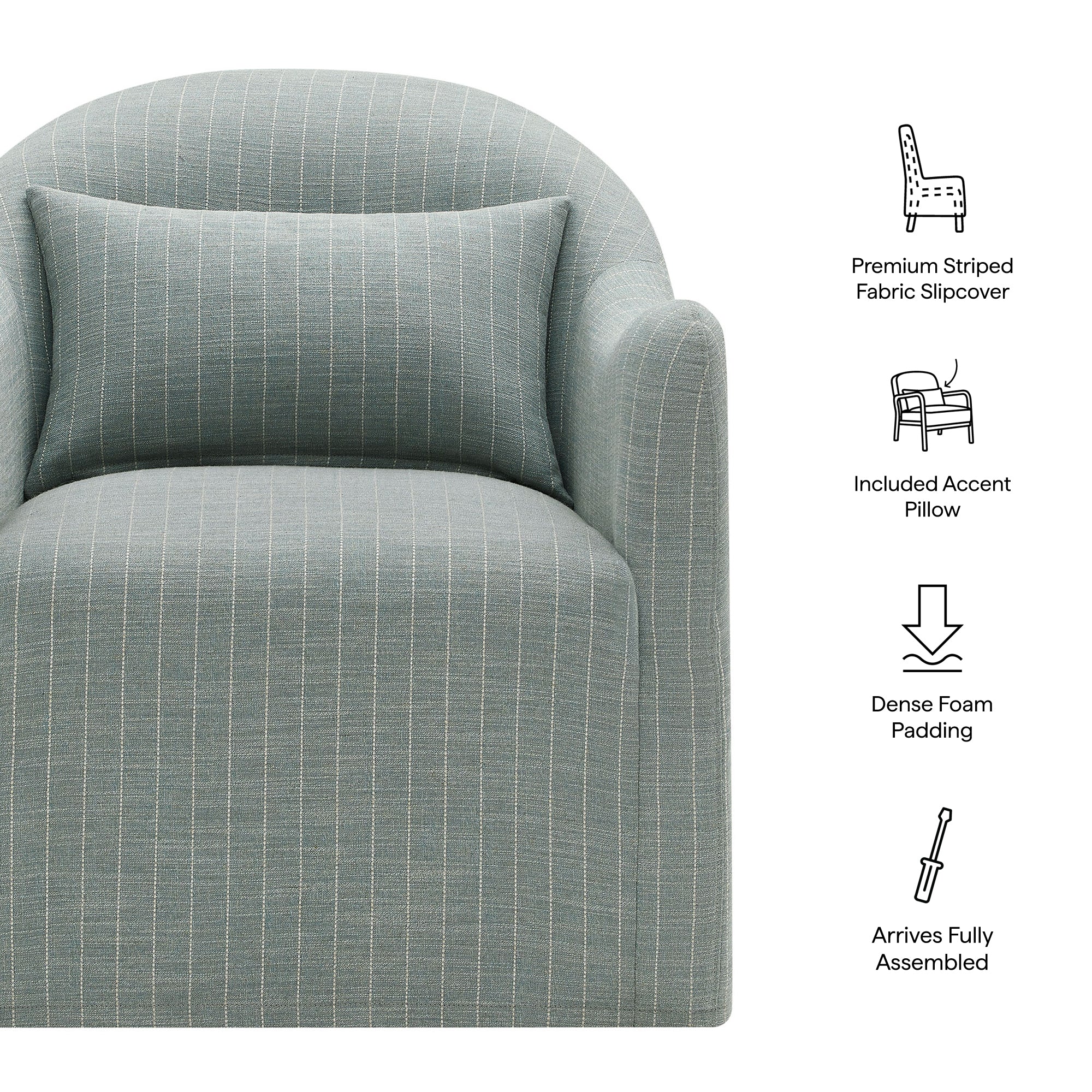 Bardot Slipcovered Striped Accent Chair